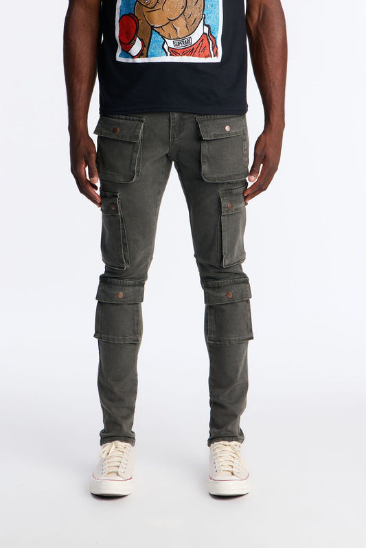 Stacked Skinny Back To Back Cargo Jean - Olive Fashion Nova