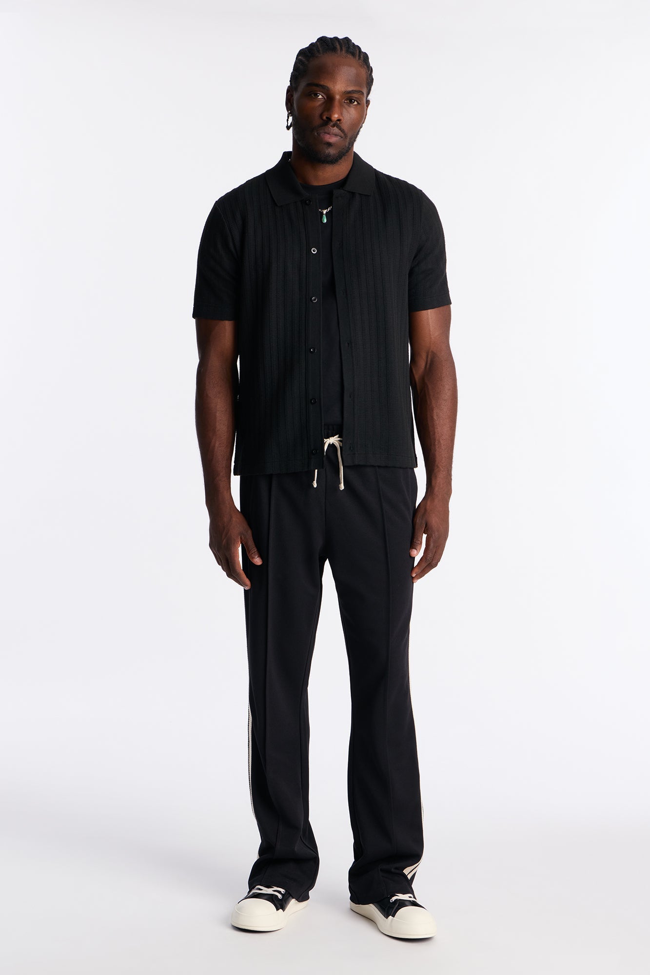 Shadow Button Striped Button Up - Black Fashion Nova