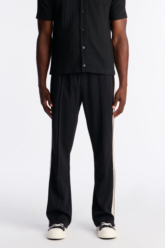 Dennis Slim Flare Track Pant - Black Fashion Nova