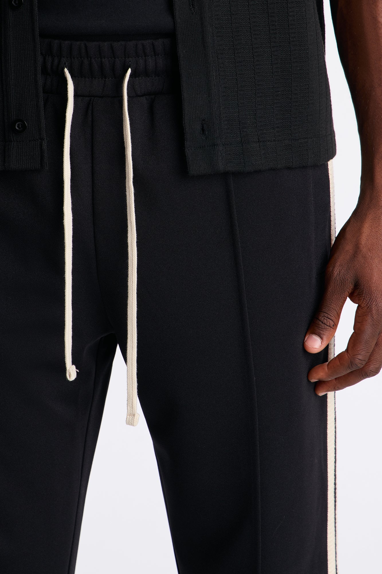 Dennis Slim Flare Track Pant - Black Fashion Nova