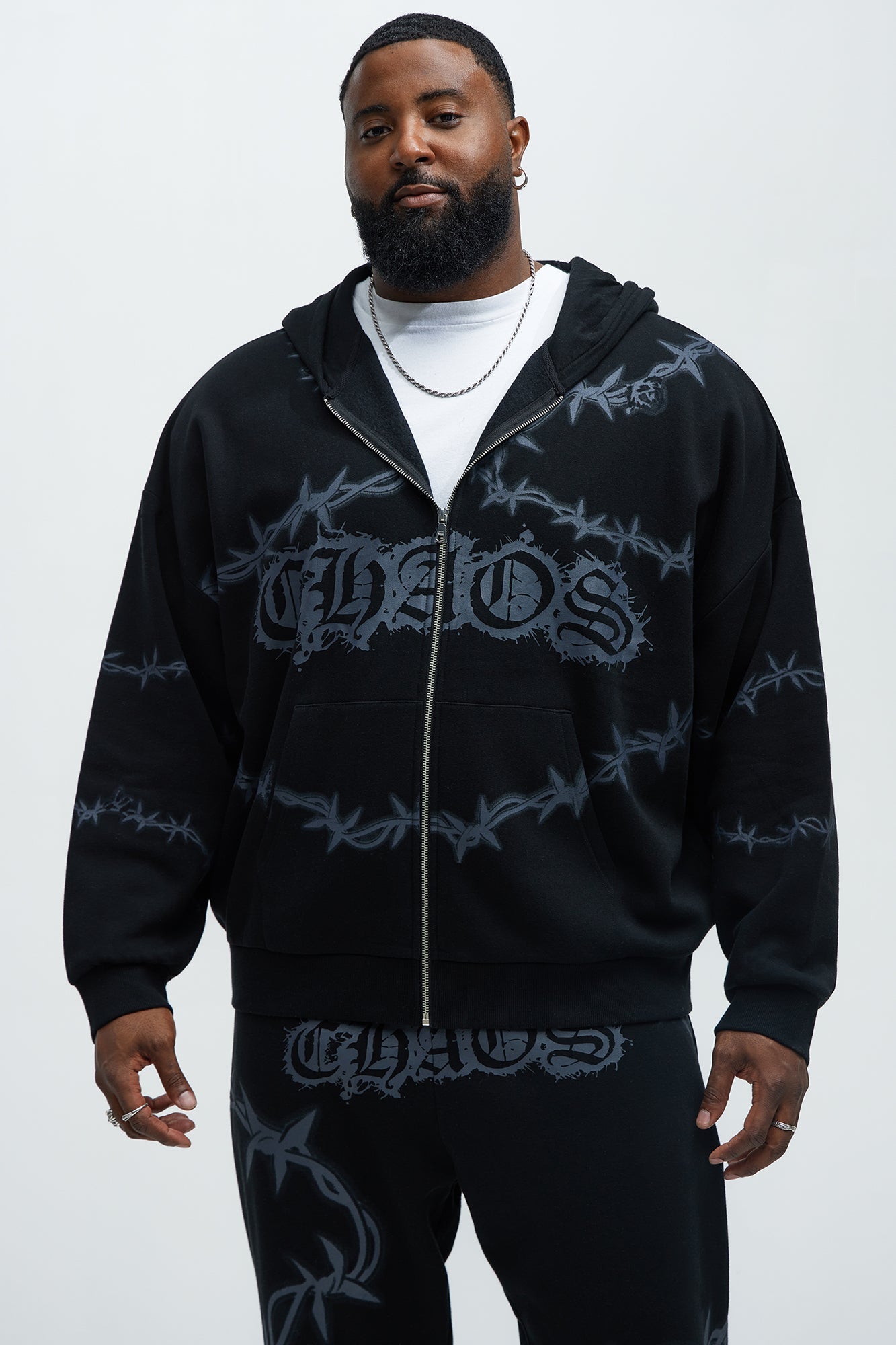 Tyson Chaos Oversized Zip Hoodie - Black Fashion Nova