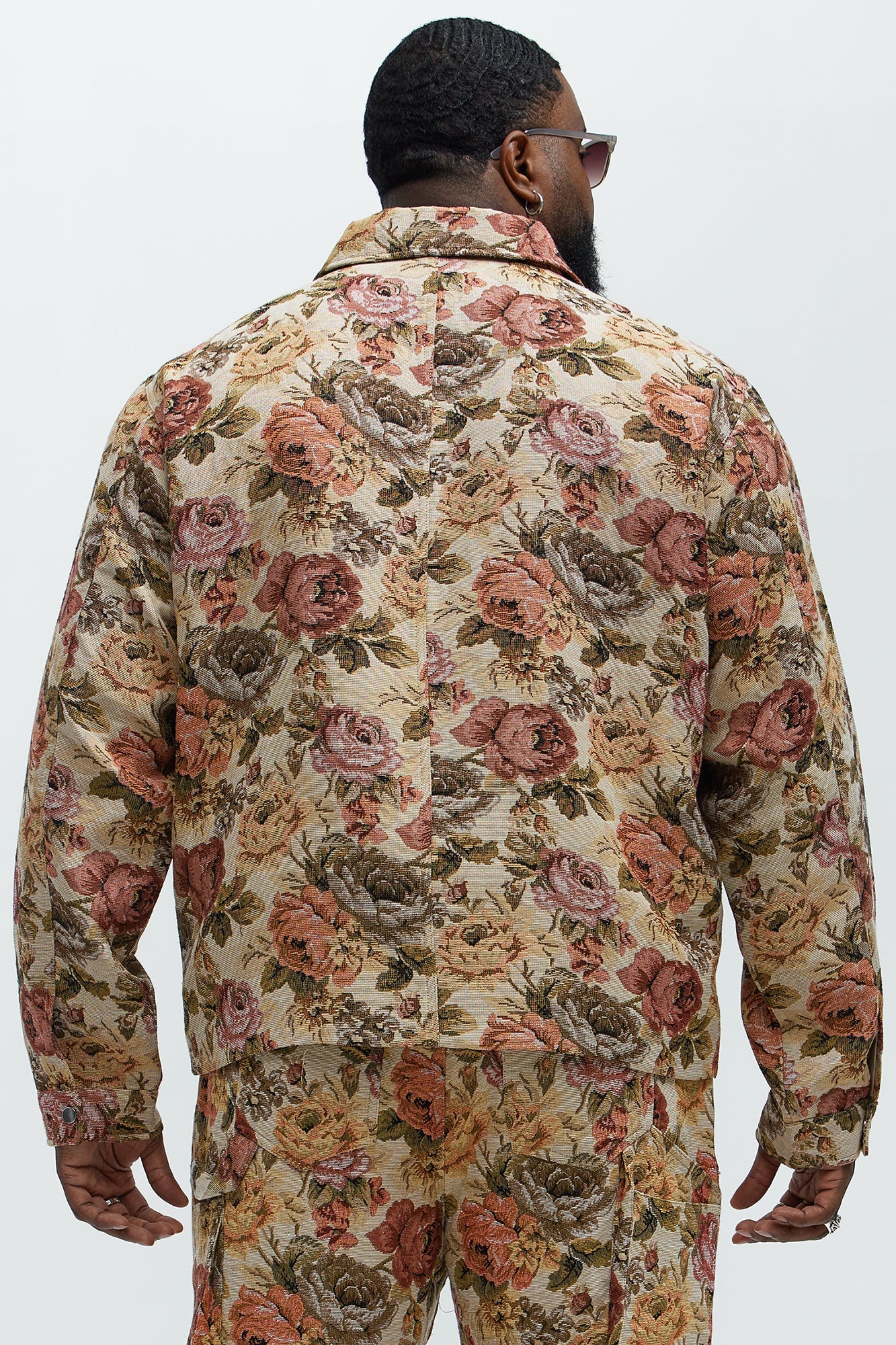 Bellevue Floral Tapestry Work Jacket - Taupe/combo Fashion Nova