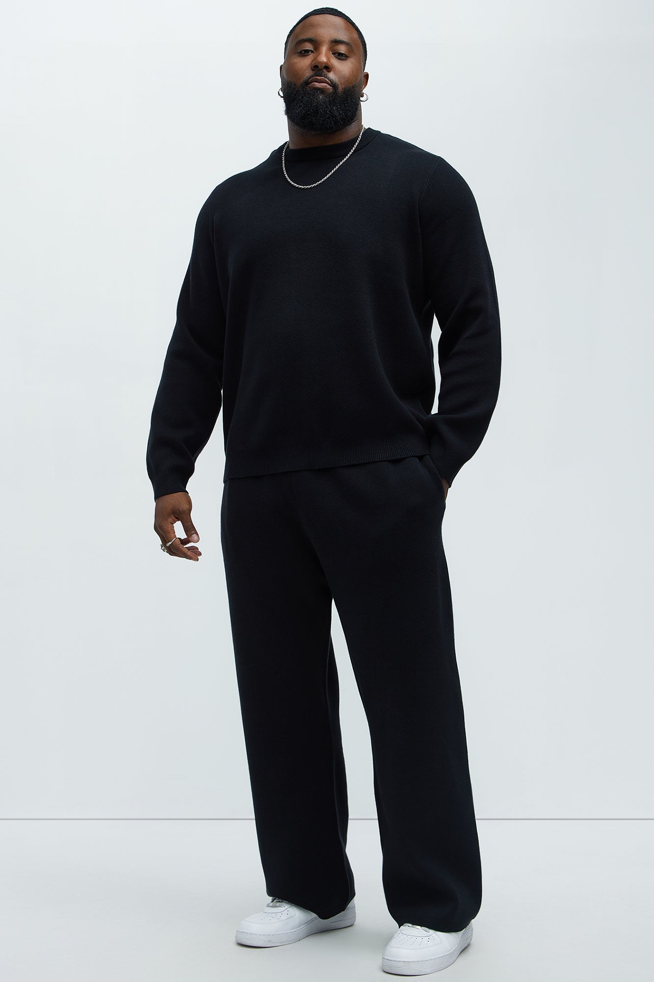 Recline Sweater Knit Sweatpants - Black Fashion Nova