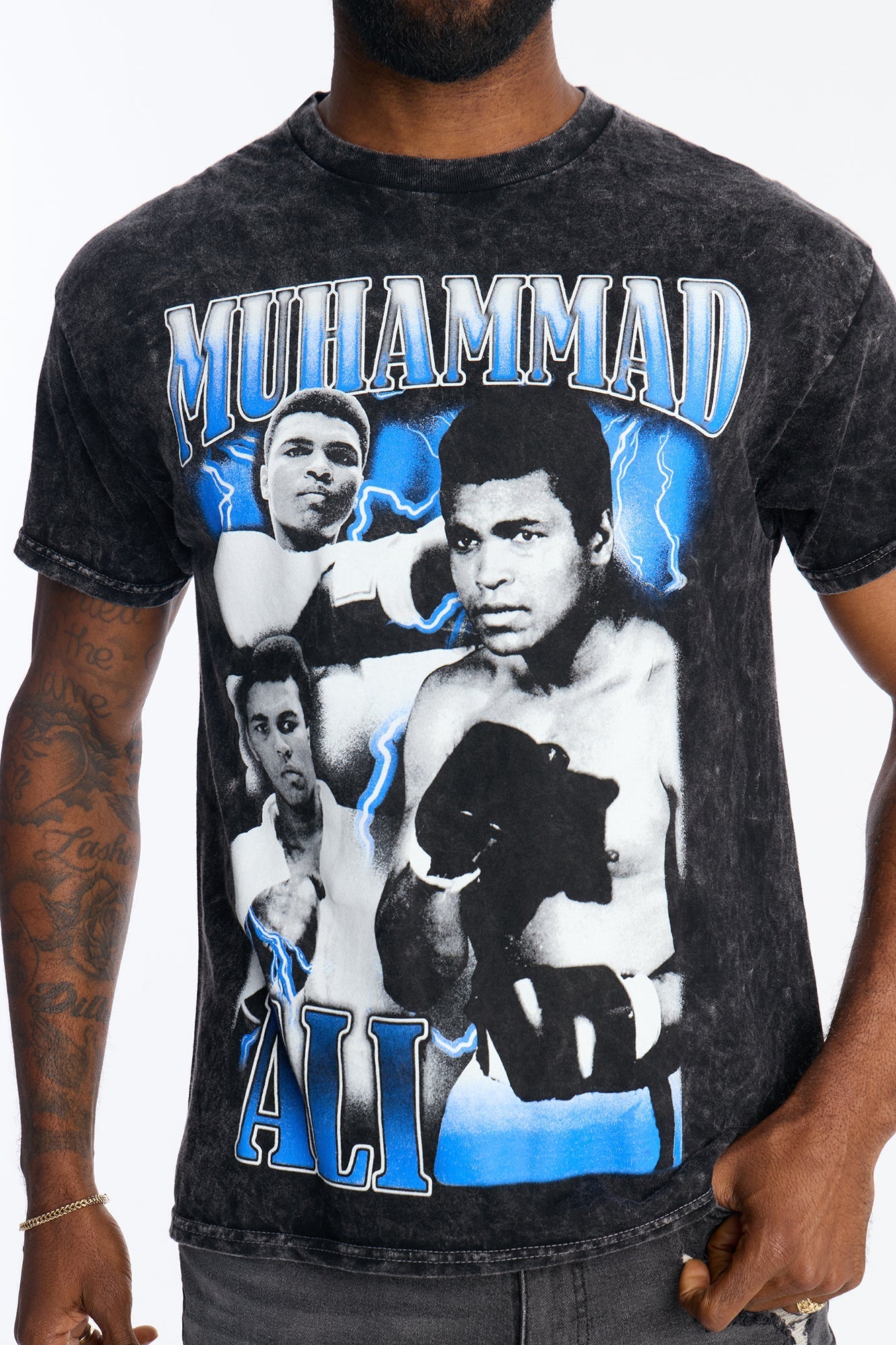 Muhammad Ali Champion Vintage Washed Short Sleeve Tee - Black Wash Fashion Nova