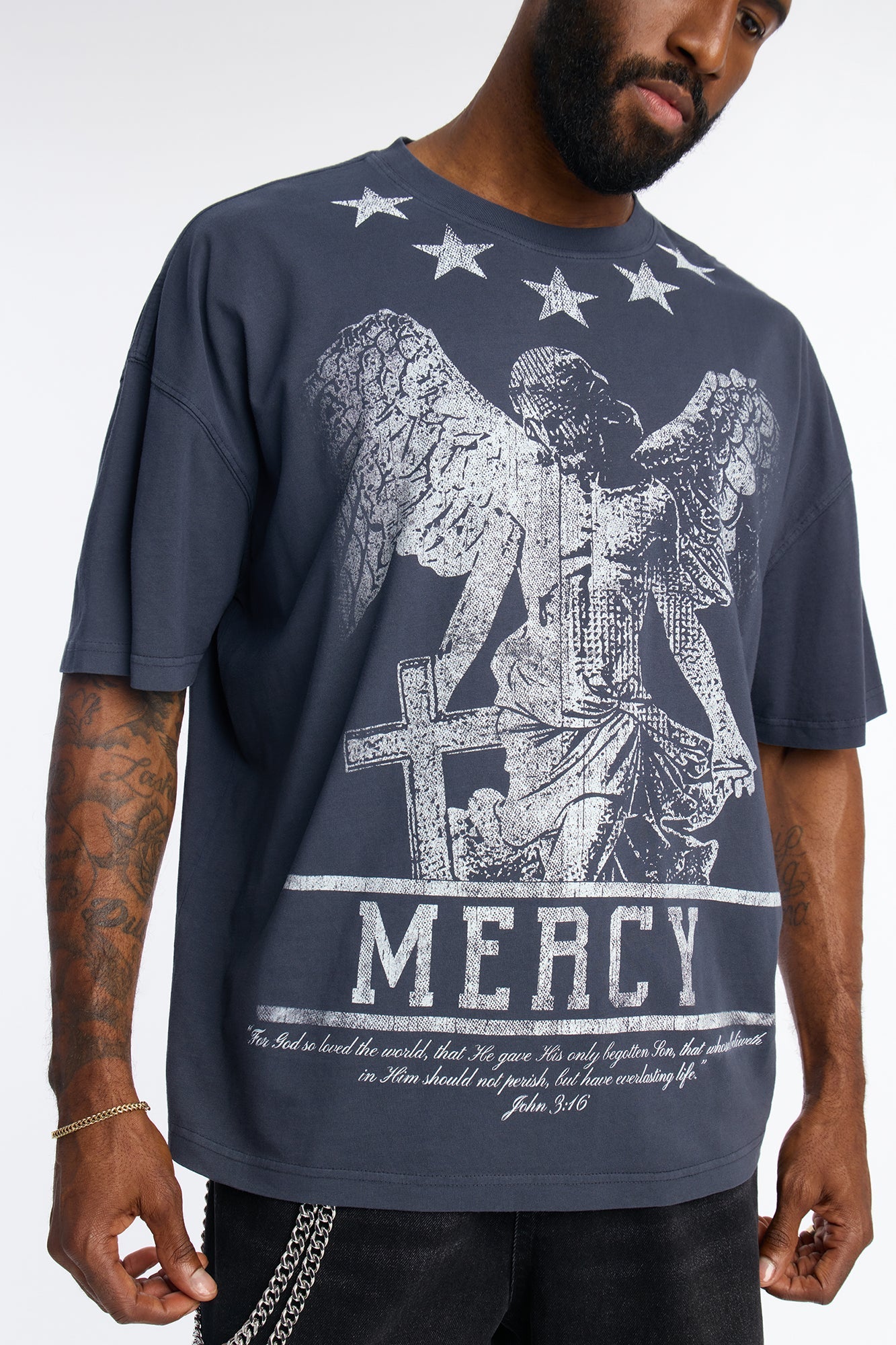 Mercy For All Oversized Short Sleeve Tee - Navy Fashion Nova