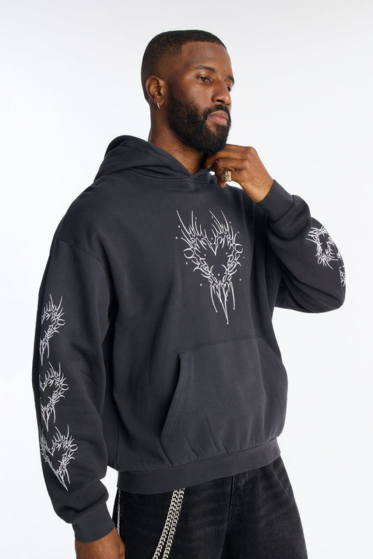 Tribal Hearts Rhinestone Hoodie - Black Fashion Nova