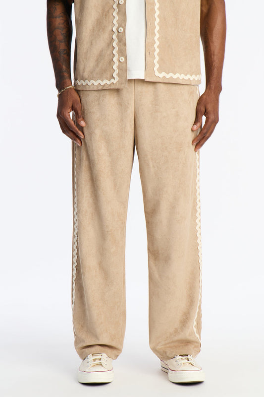 Baggy Stone Wash Story Contrast Suede Pant - Stone Fashion Nova