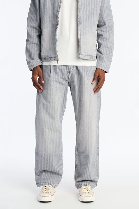 Baggy Subtle Stripe Jean - Grey Fashion Nova