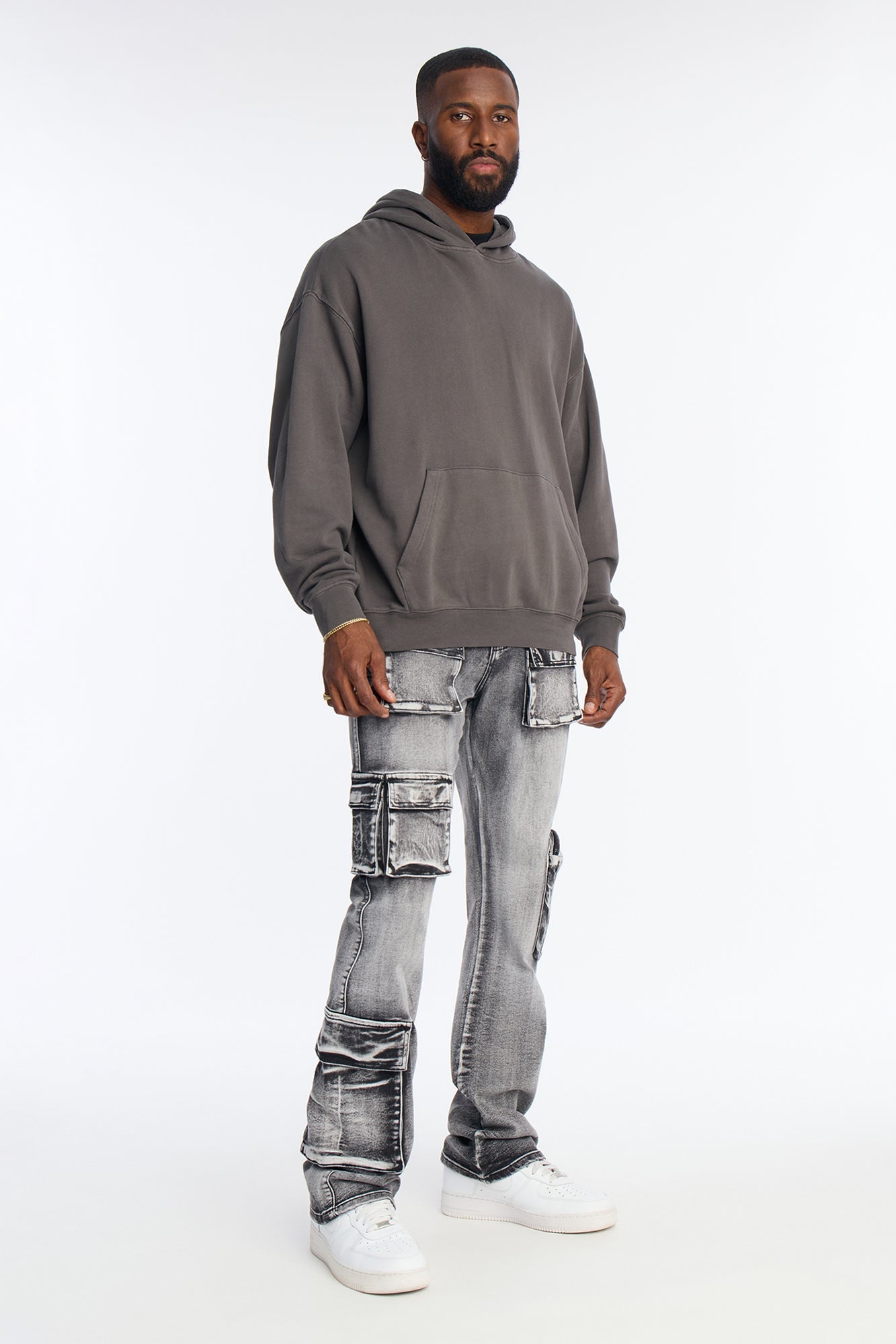 Stacked Skinny Flare Out And About Cargo Jean - Black Wash Fashion Nova