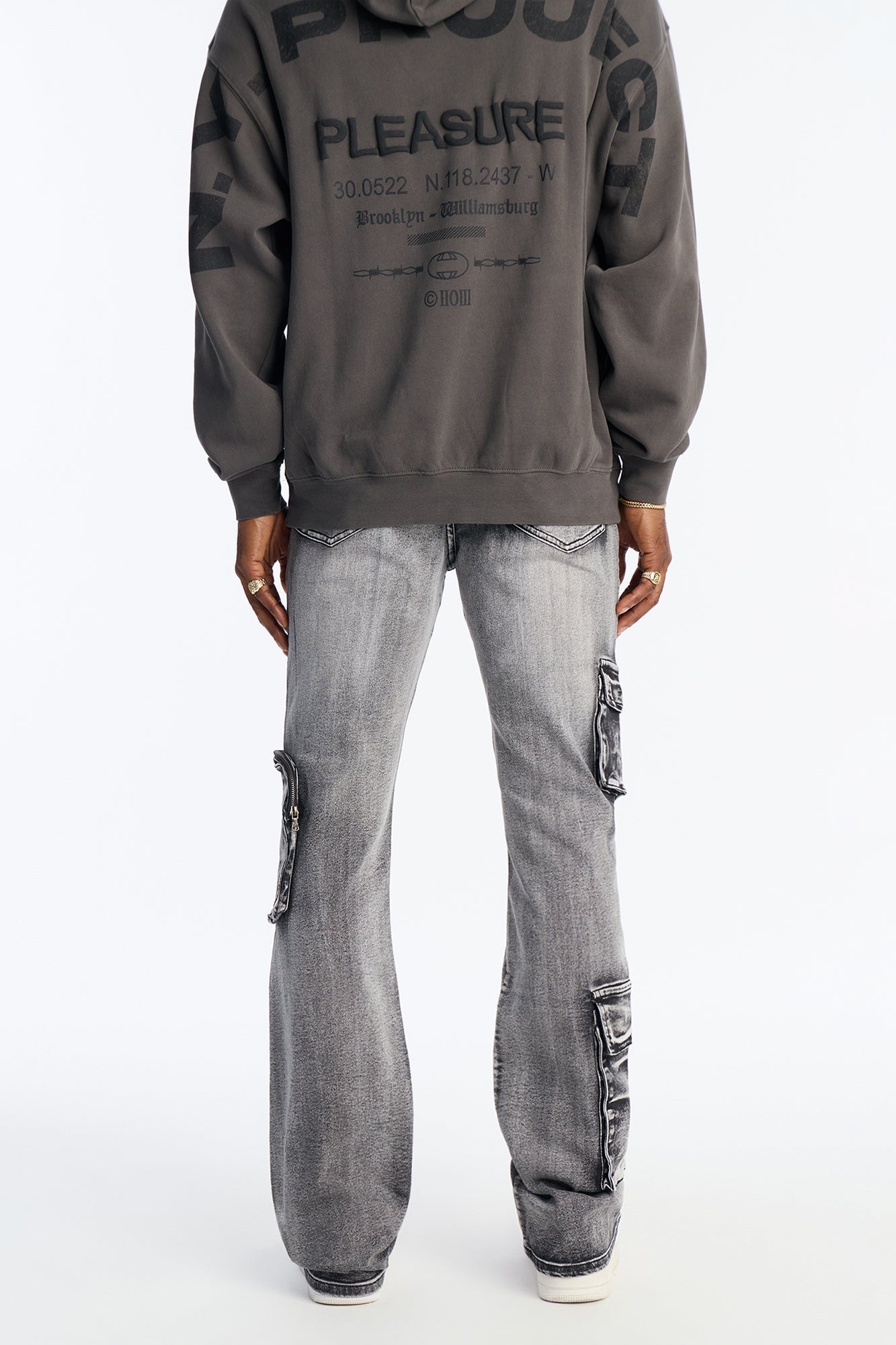 Stacked Skinny Flare Out And About Cargo Jean - Black Wash Fashion Nova