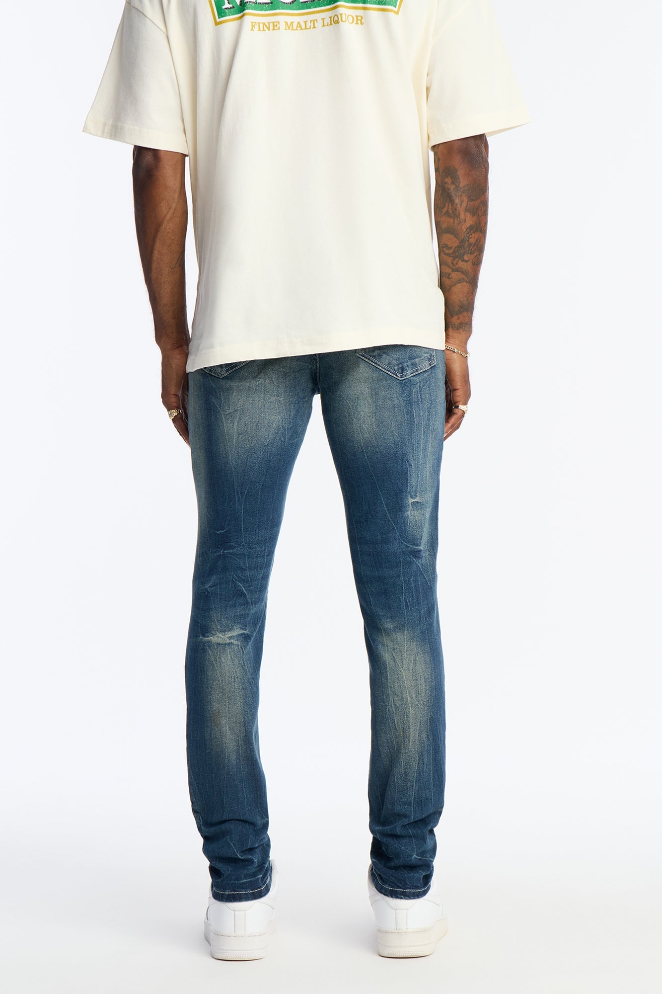 Skinny Distressed Tinted Mode Jeans - Medium Blue Wash Fashion Nova