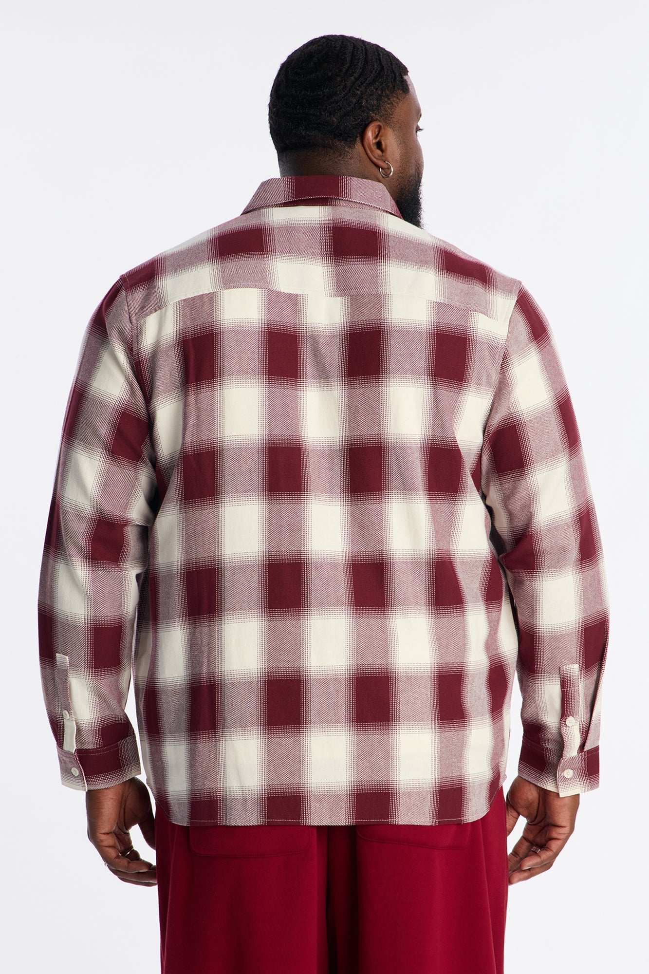 Ice Plaid Flannel Shirt - Burgundy Fashion Nova