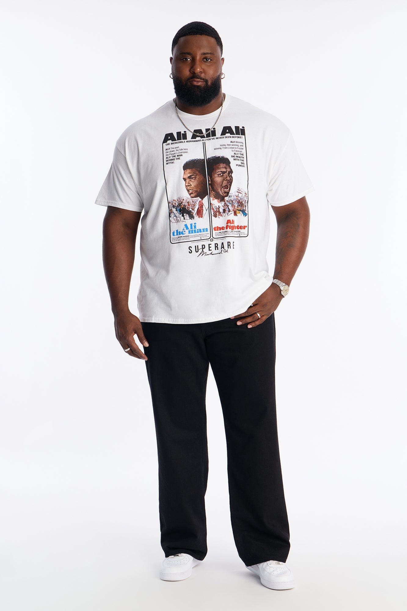 Muhammad Ali The Man The Fighter Short Sleeve Tee - White Fashion Nova