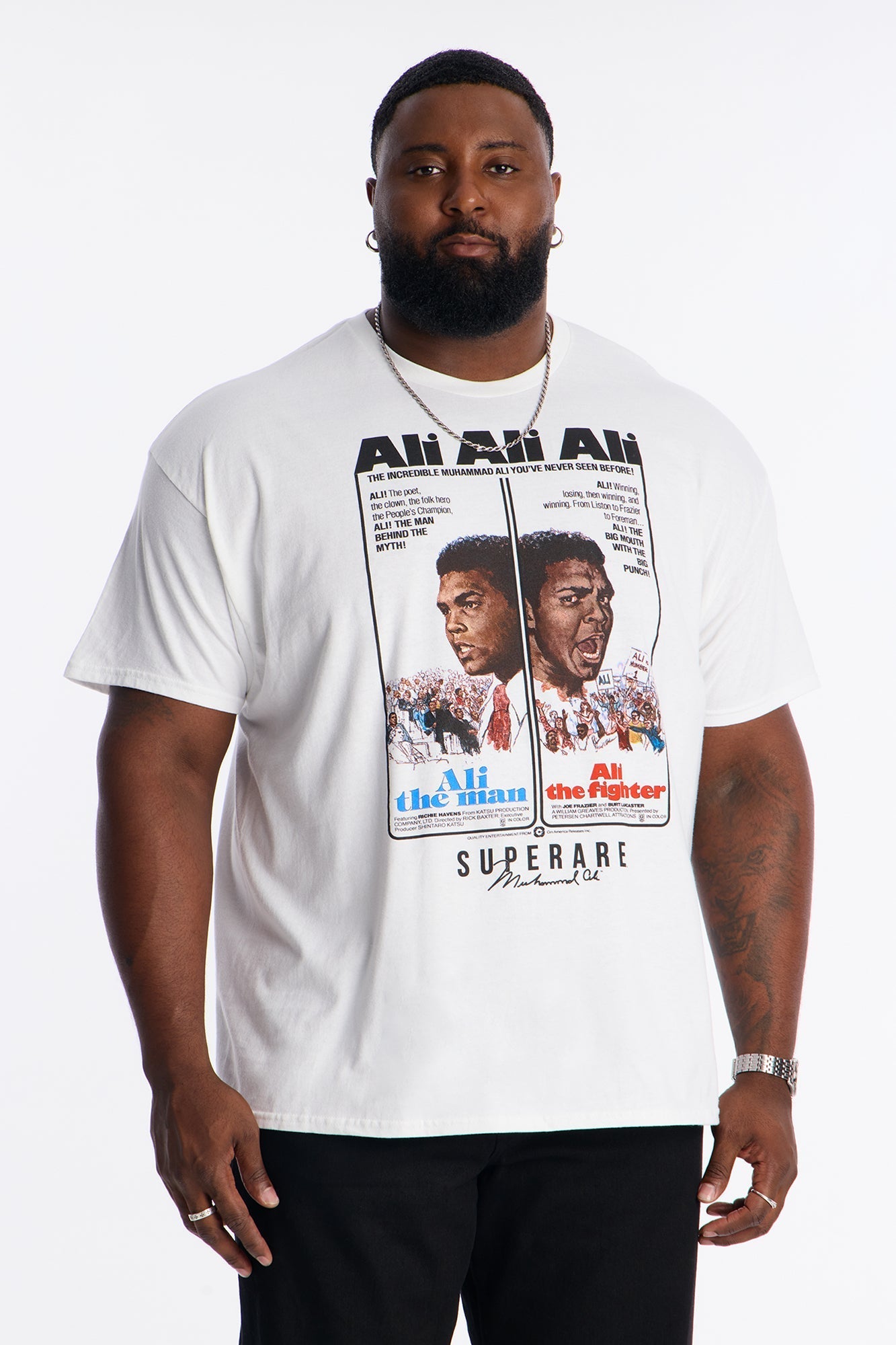 Muhammad Ali The Man The Fighter Short Sleeve Tee - White Fashion Nova