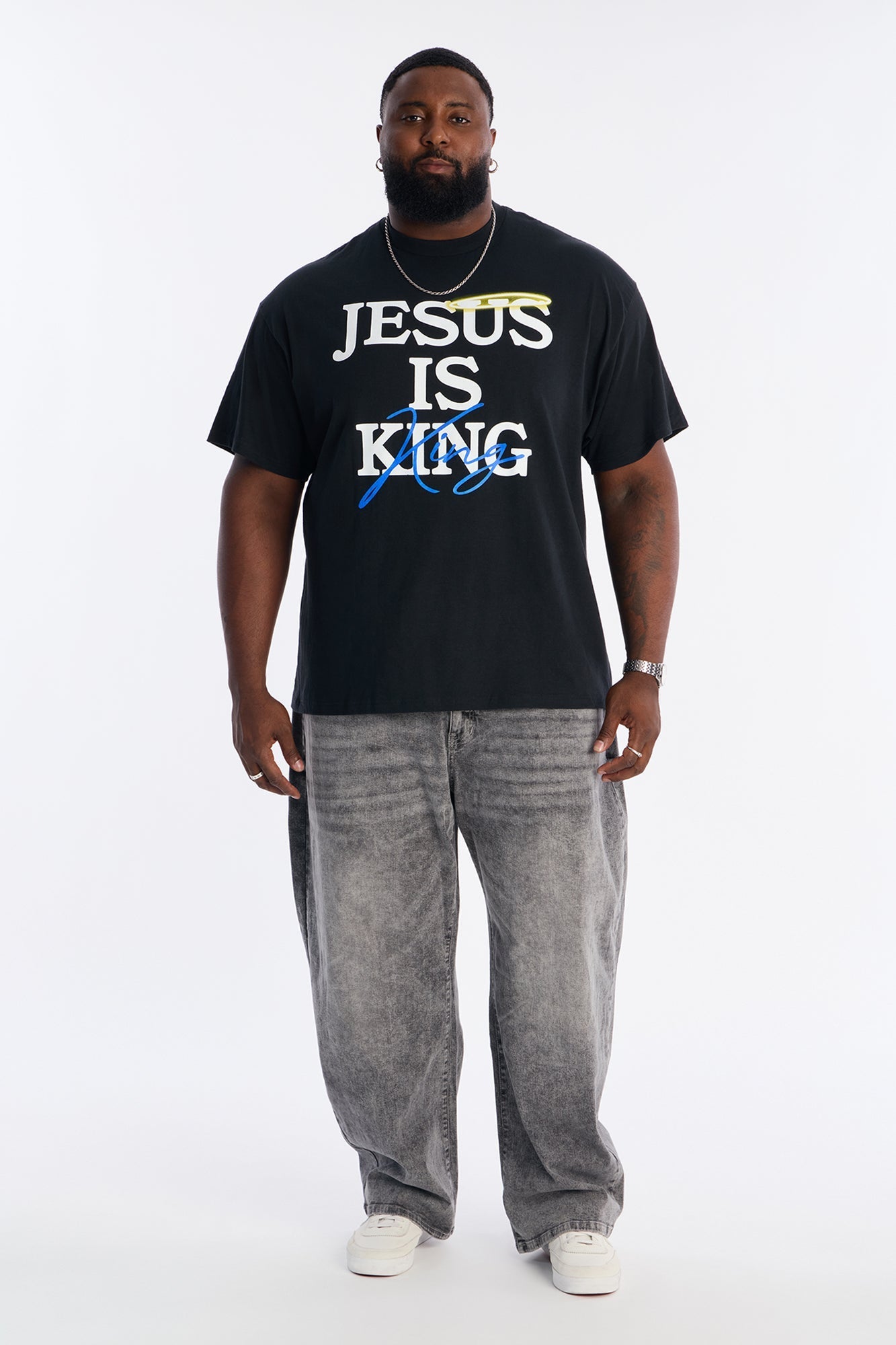 Jesus Is King Amen Short Sleeve Tee - Black Fashion Nova