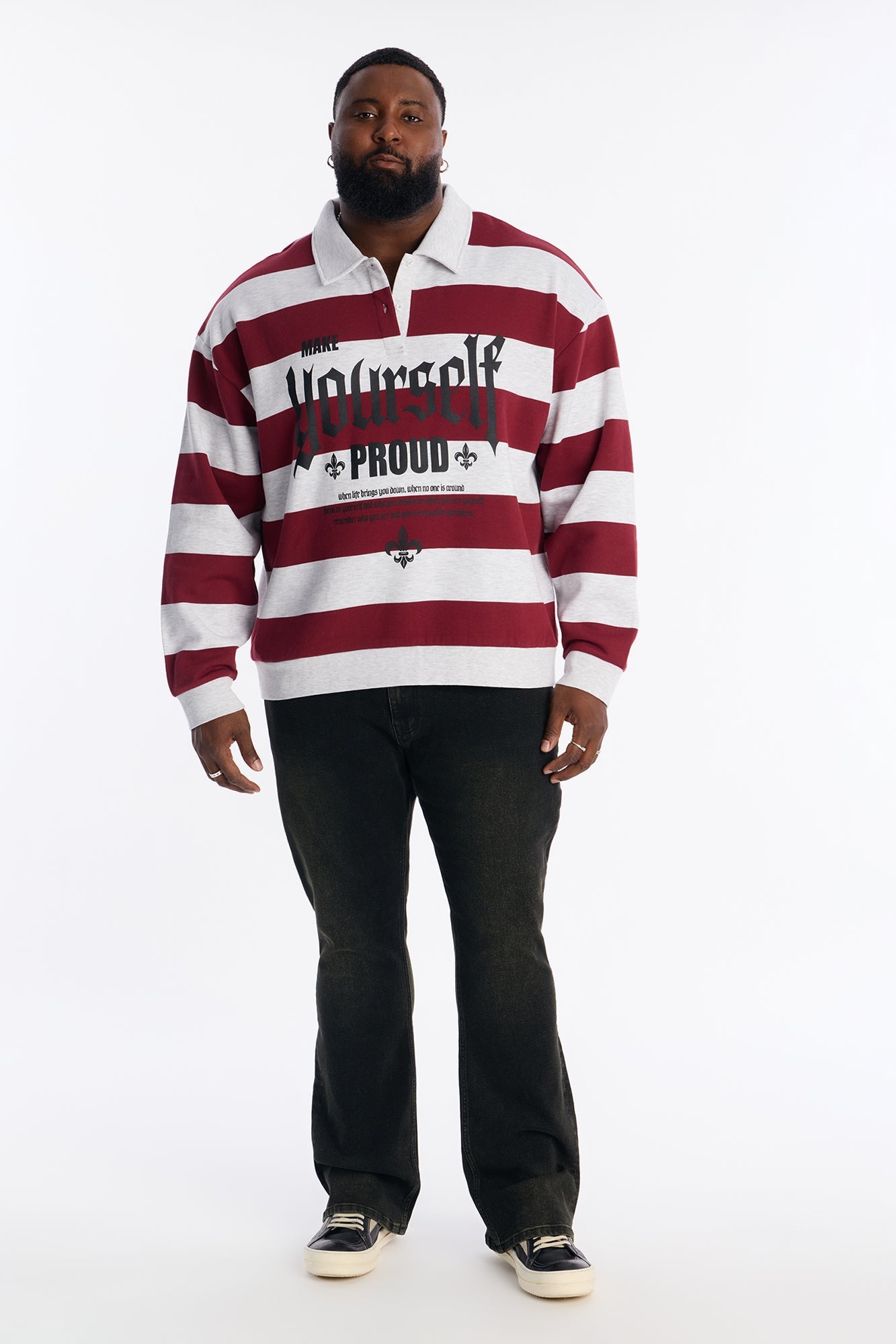 Make Yourself Proud Stripe Fleece Polo - Red Fashion Nova