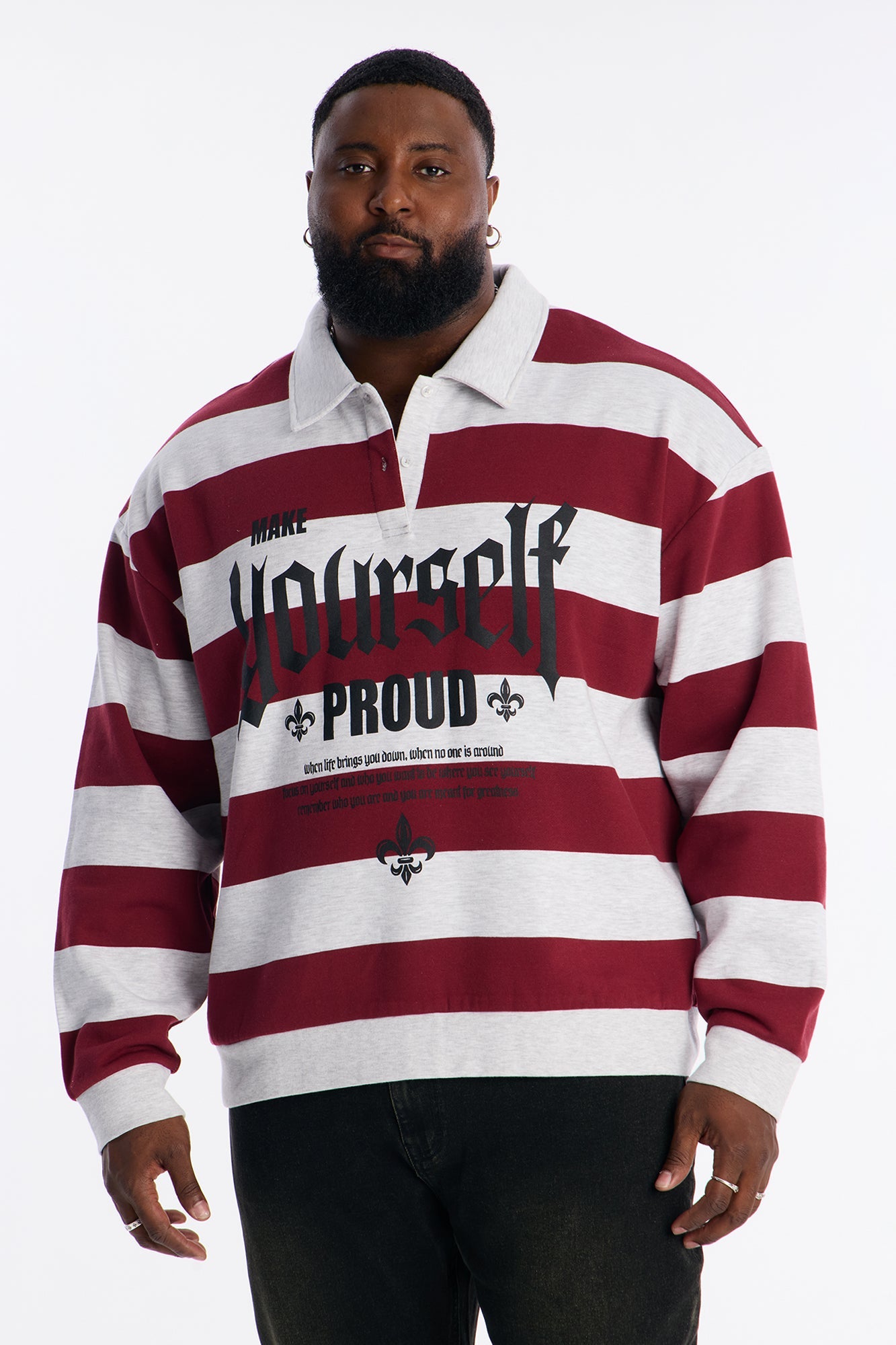 Make Yourself Proud Stripe Fleece Polo - Red Fashion Nova