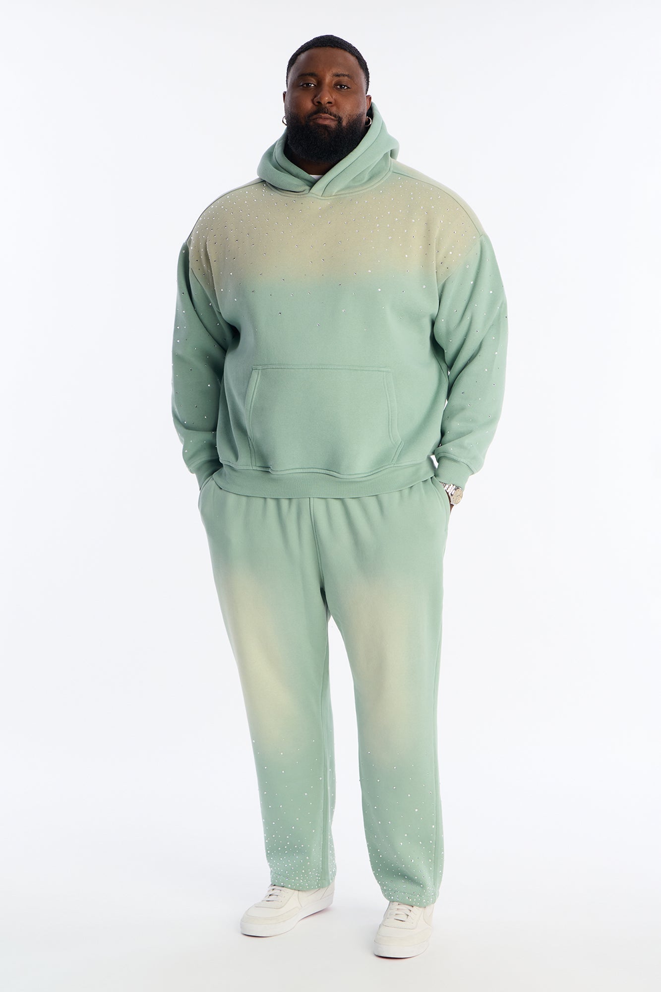 Run Them Rhinestones Oversized Hoodie - Sage Fashion Nova