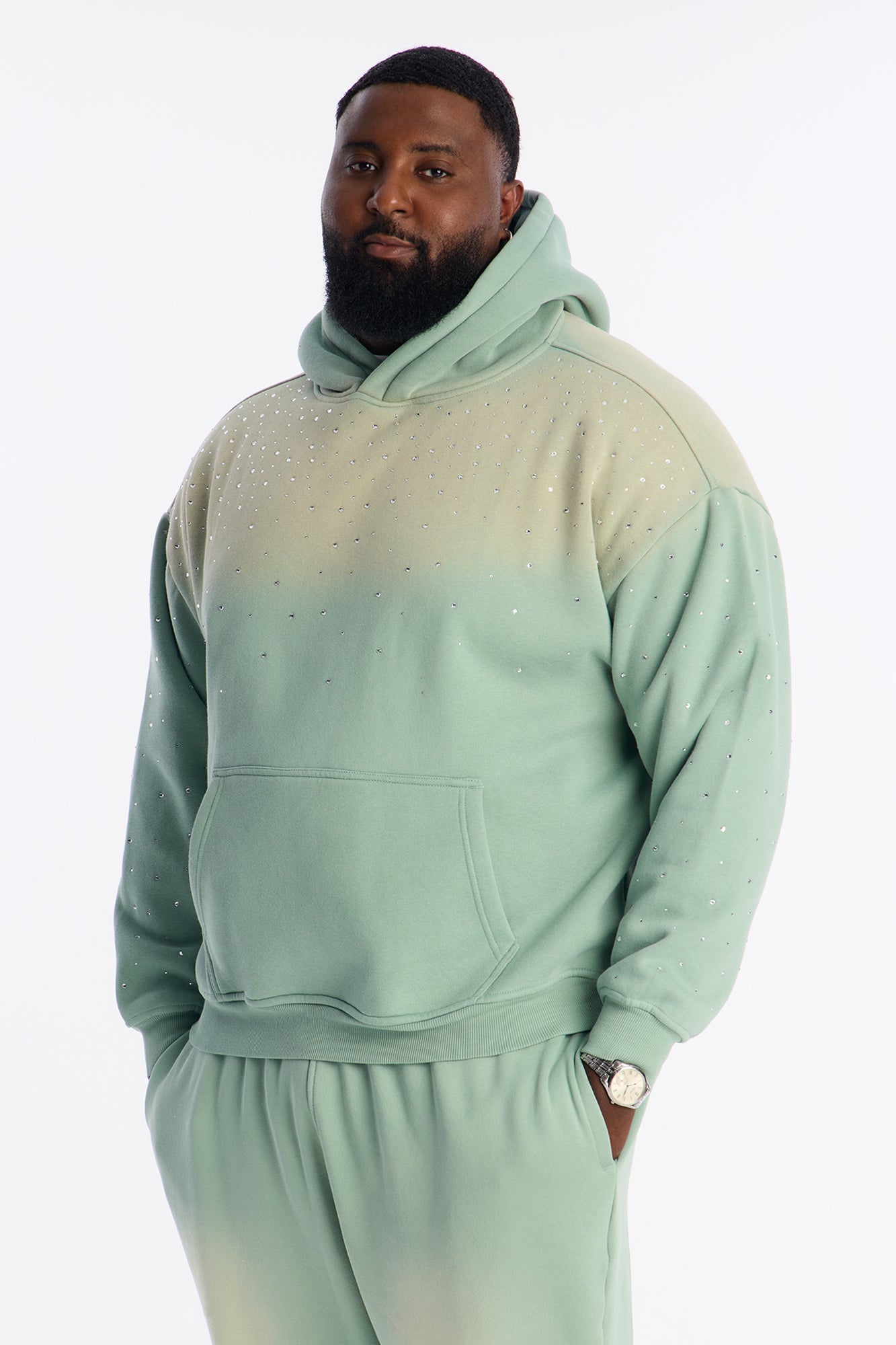 Run Them Rhinestones Oversized Hoodie - Sage Fashion Nova