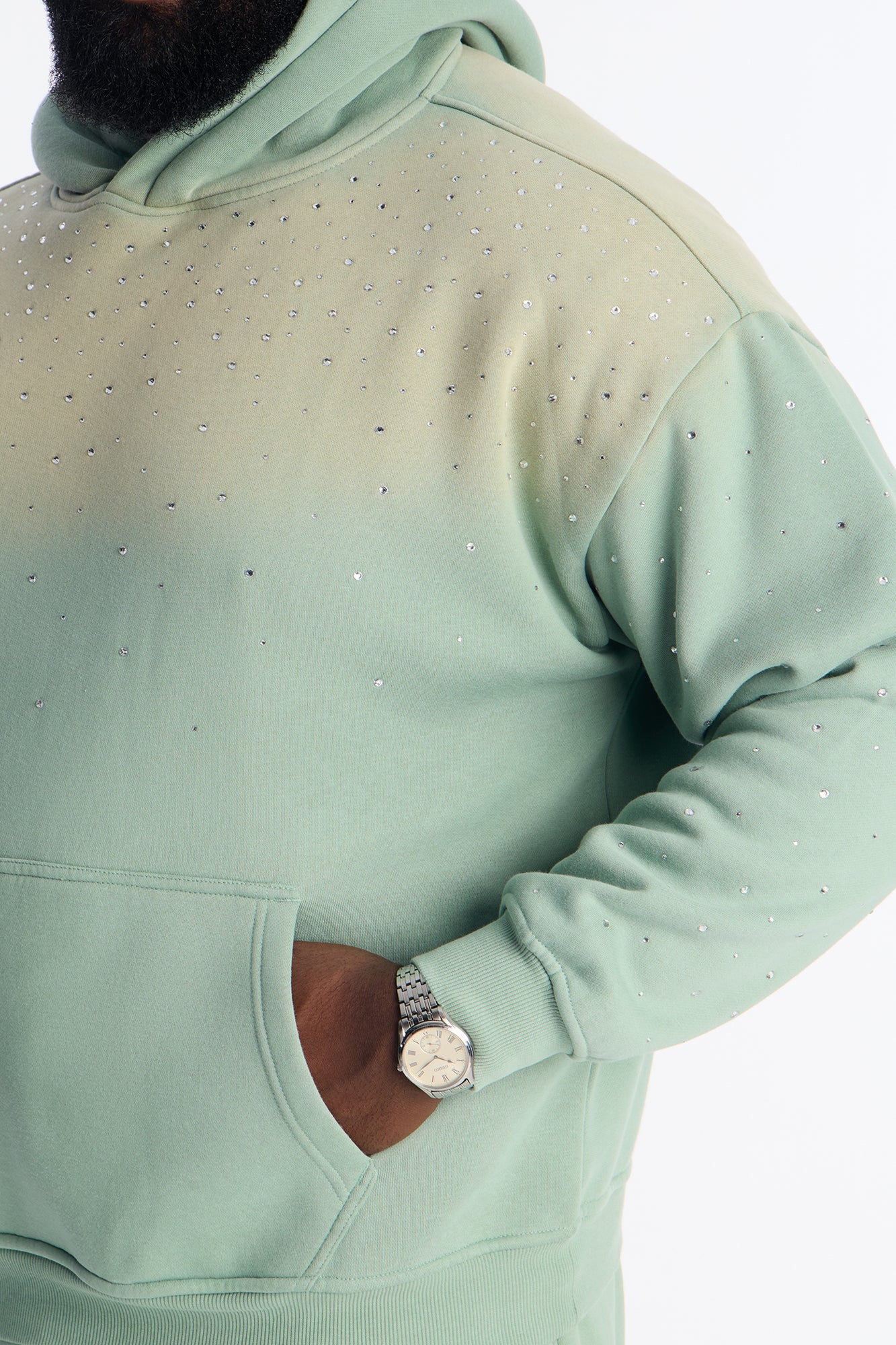 Run Them Rhinestones Oversized Hoodie - Sage Fashion Nova