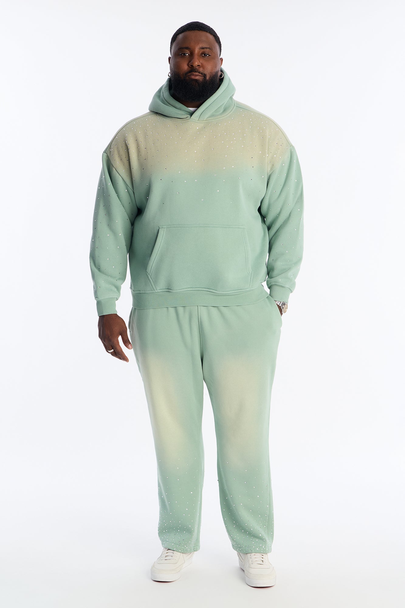 Run Them Rhinestones Relaxed Sweatpants - Sage Fashion Nova