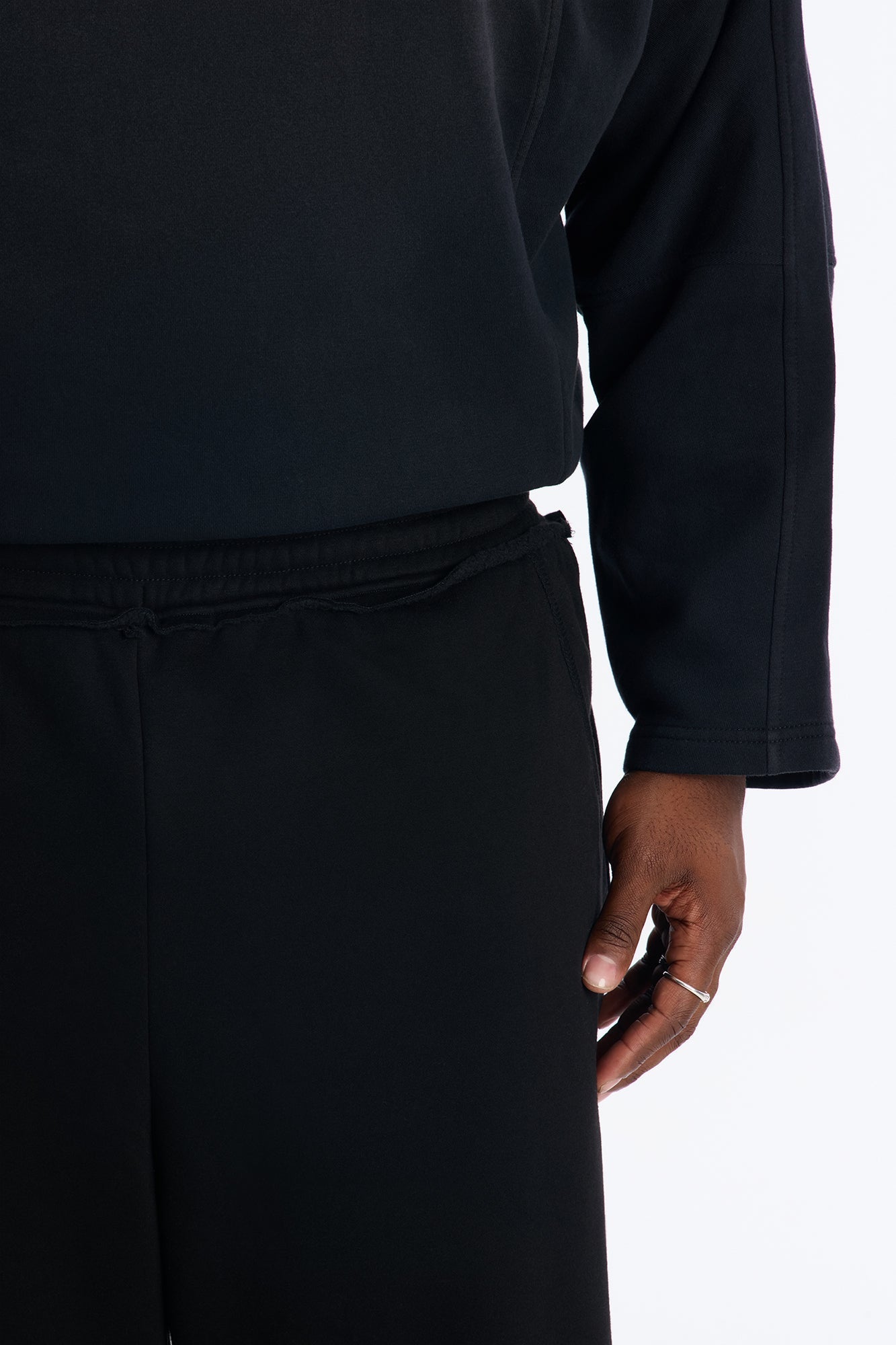 Raw Heavyweight Wide Leg Sweatpants - Black Fashion Nova