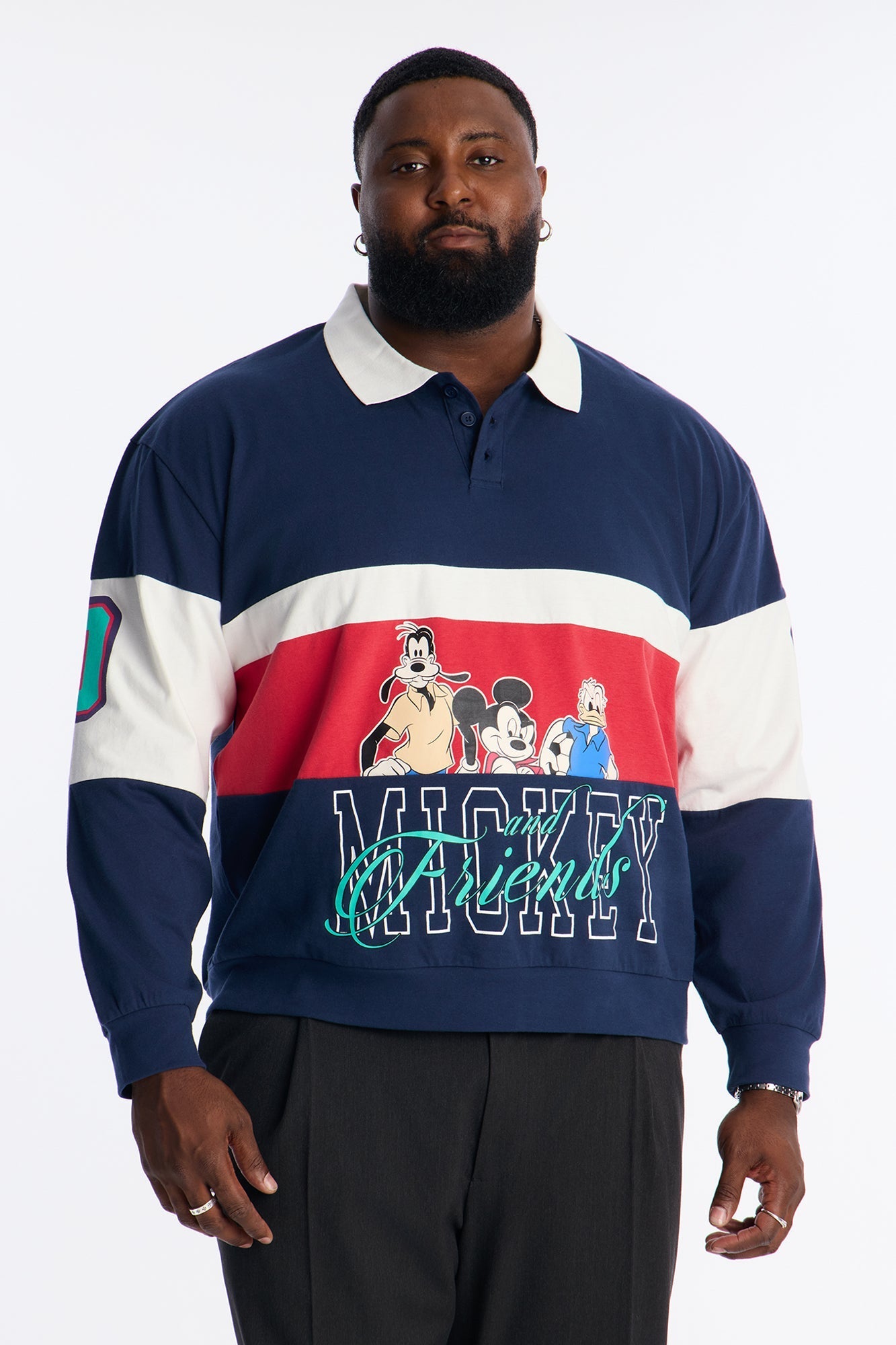 Disney Mickey And Friends Long Sleeve Polo - Navy Fashion Nova