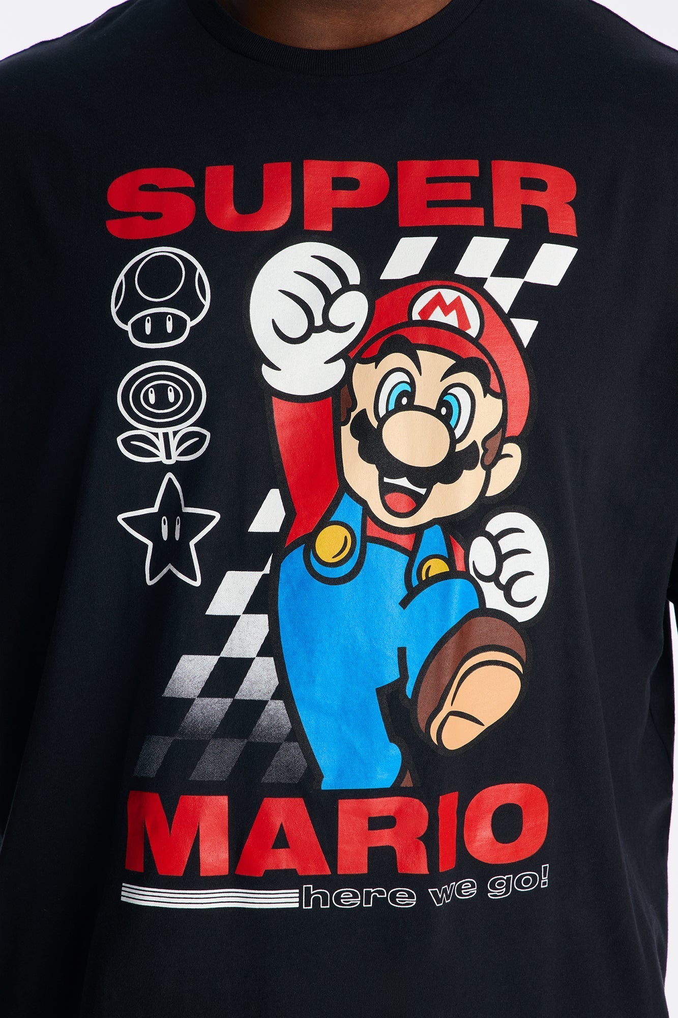 Super Mario Here We Go Boxy Short Sleeve Tee - Black Fashion Nova