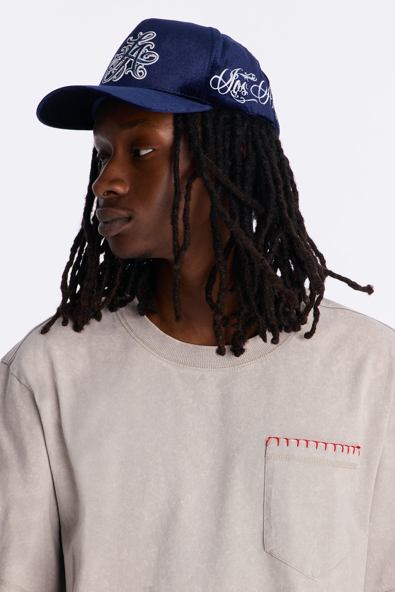 LA Tattoo Velvet Structured Snapback Hat - Navy Fashion Nova