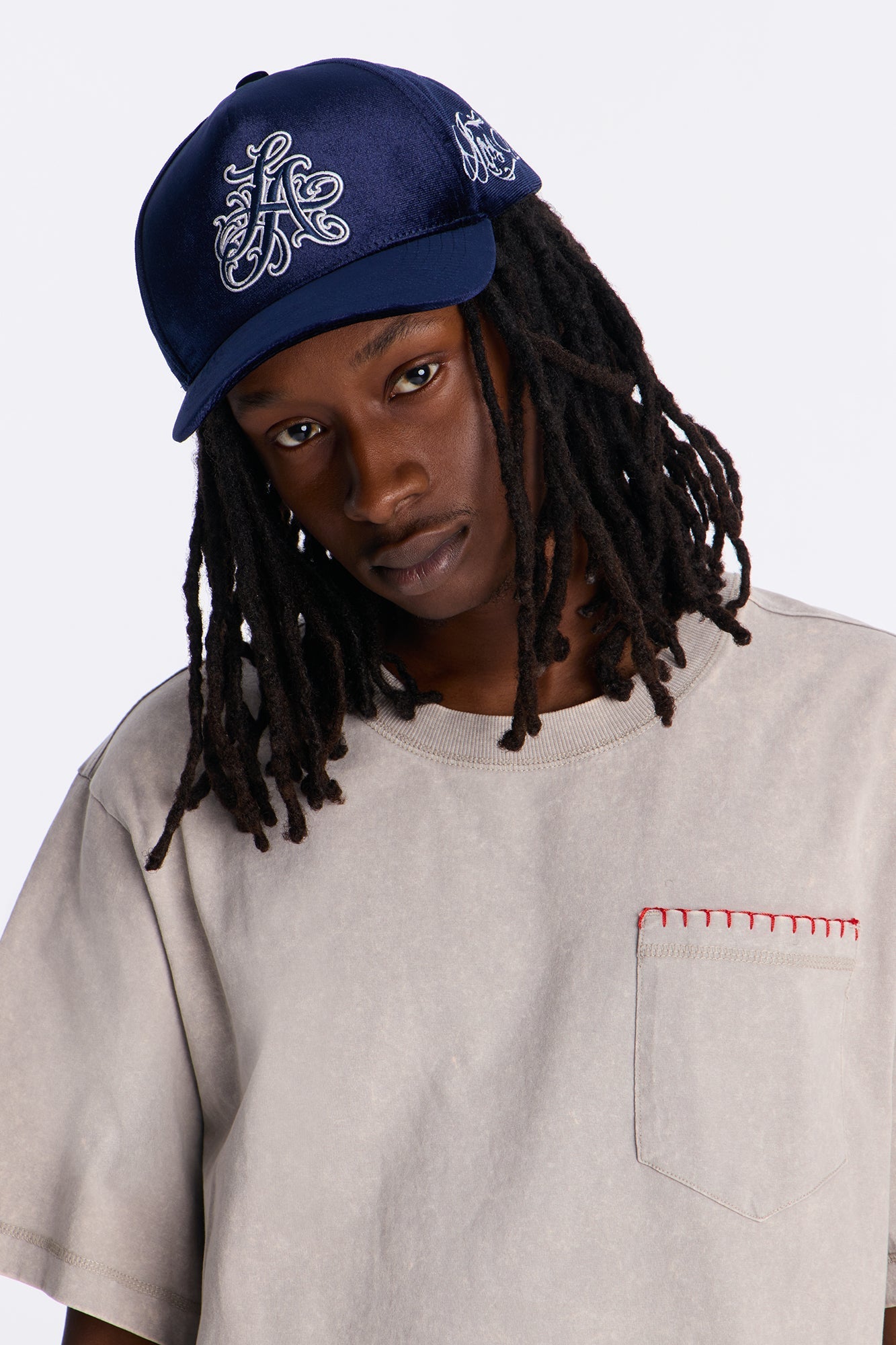 LA Tattoo Velvet Structured Snapback Hat - Navy Fashion Nova