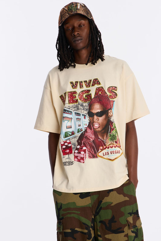 Dennis Rodman Viva Vegas Premium Short Sleeve Tee - Cream Fashion Nova
