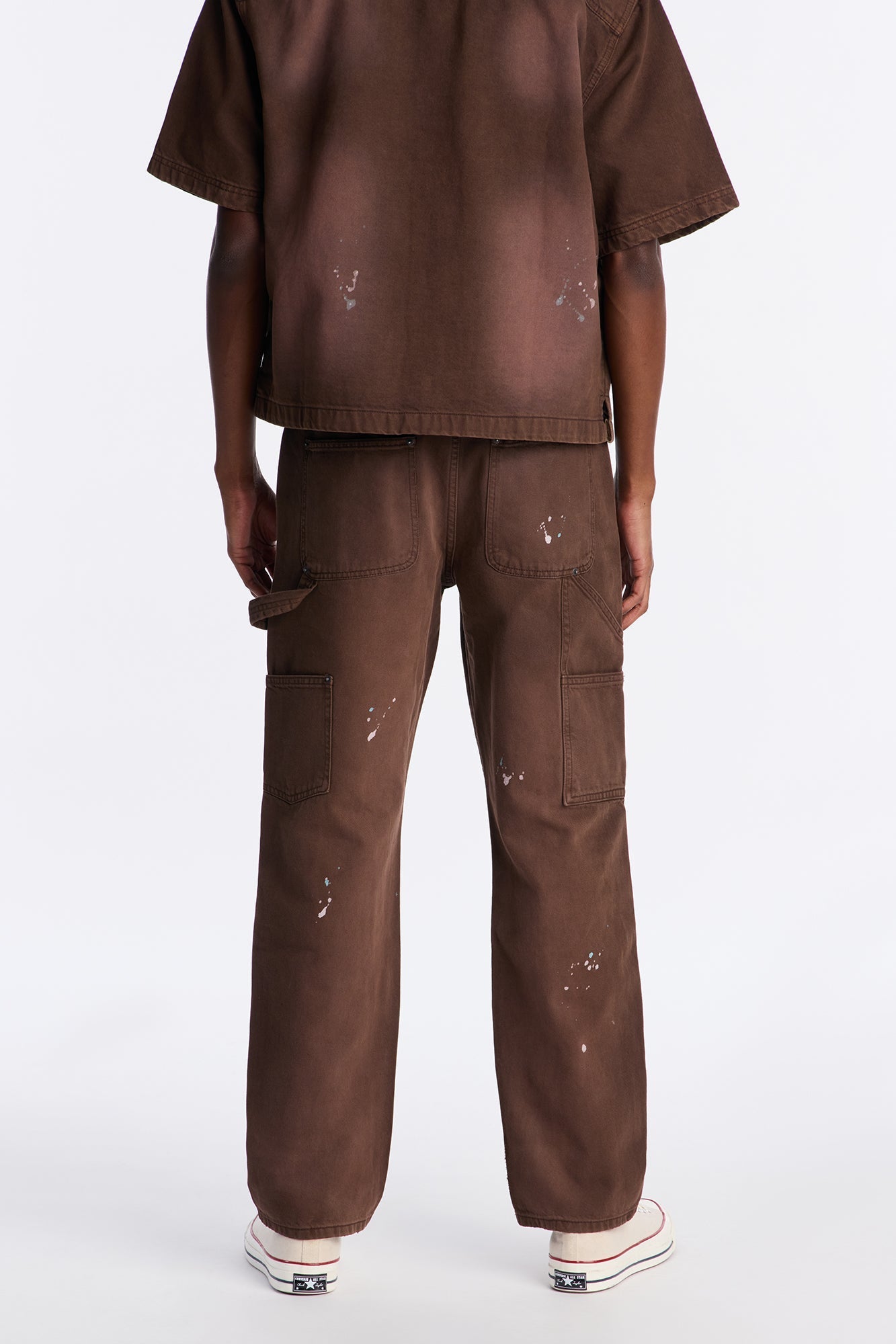 Straight Splatter Paint Distressed Carpenter Work Pant - Brown Fashion Nova