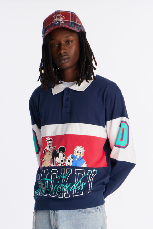 Disney Mickey And Friends Long Sleeve Polo - Navy Fashion Nova