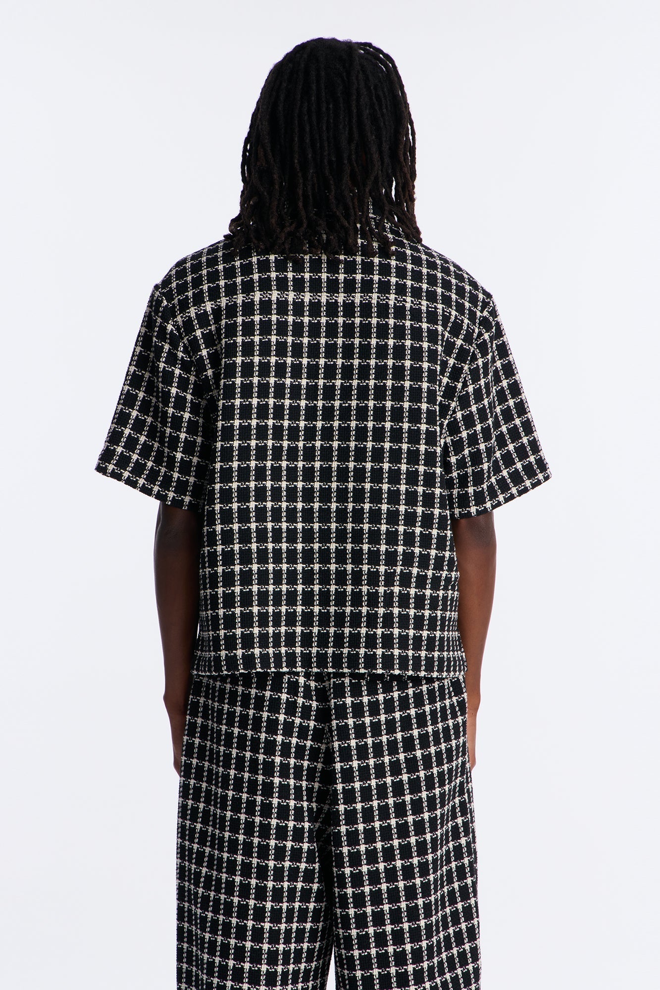 Relaxed Tweed Theory Button Up Shirt - Black Fashion Nova