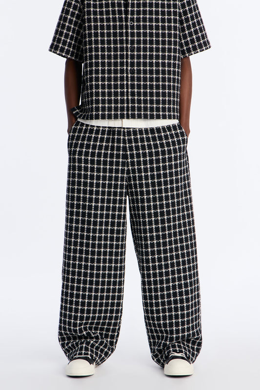 Baggy Theory Tweed Pant - Black Fashion Nova