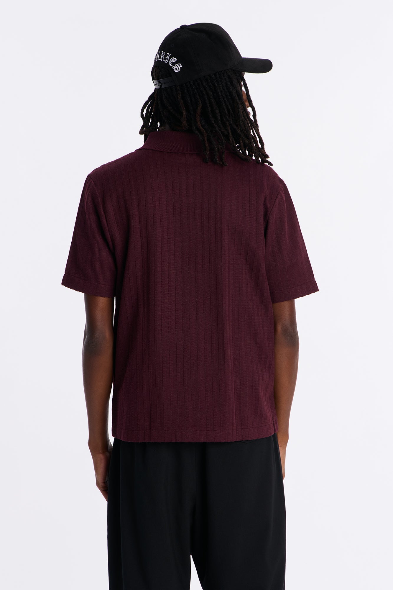 Shadow Button Striped Button Up - Burgundy Fashion Nova
