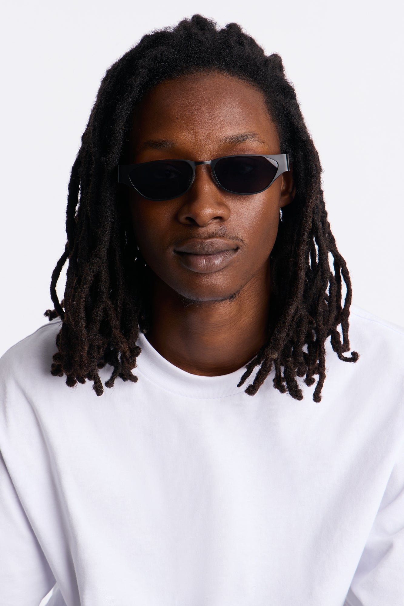 Slim Oval Matte Metal Frame Sunglasses - Black Fashion Nova