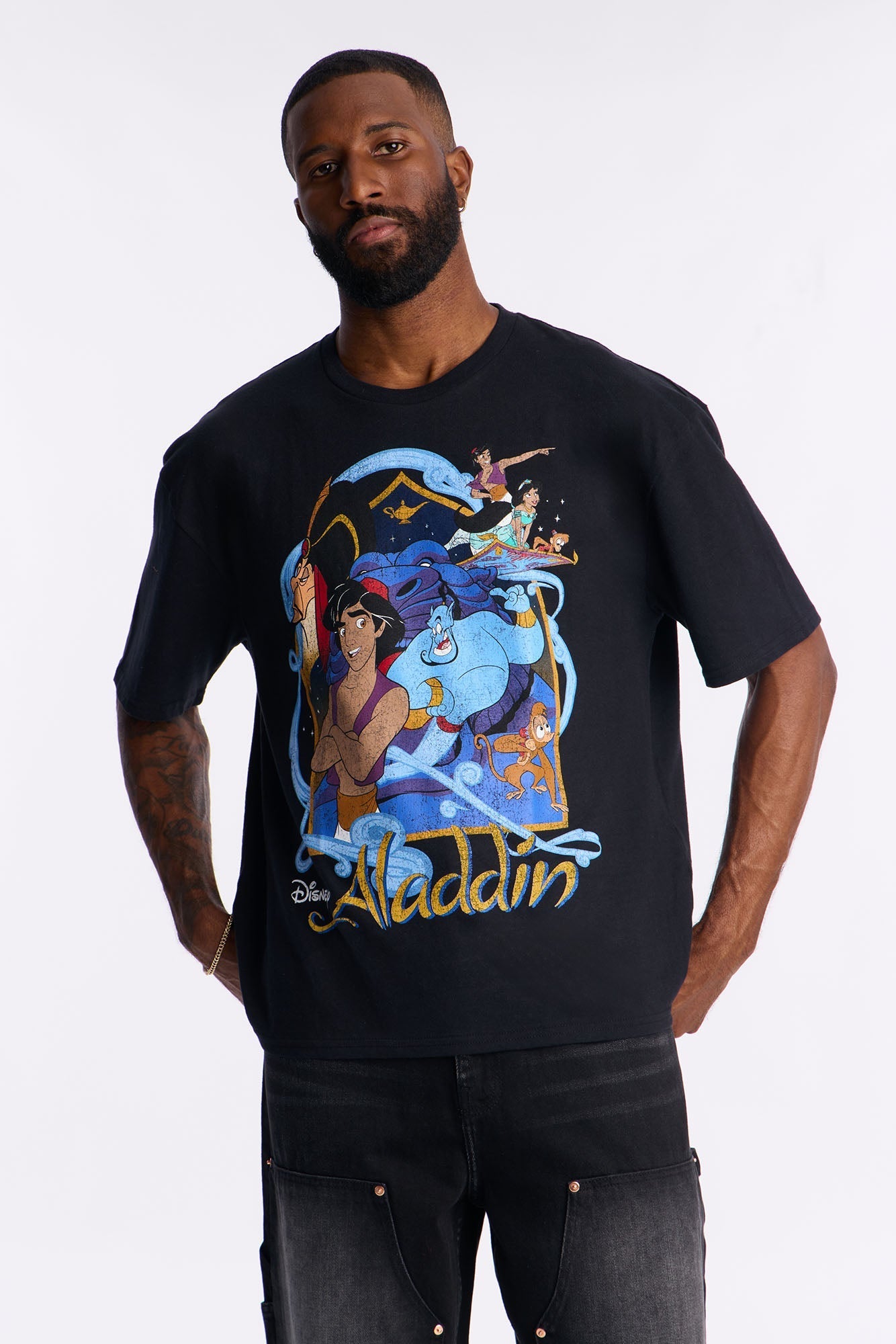 Disney Aladdin Boxy Short Sleeve Tee - Black Fashion Nova