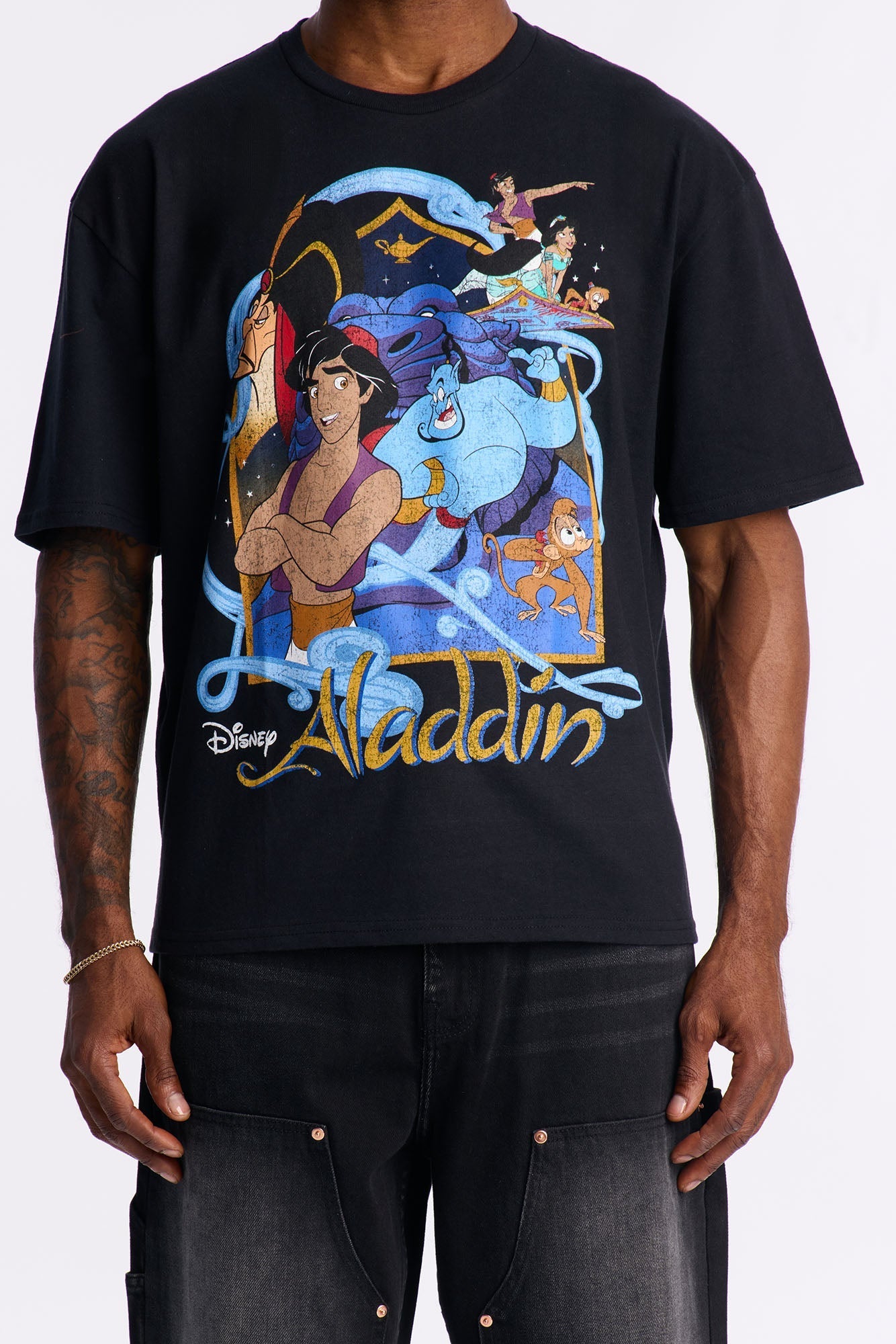 Disney Aladdin Boxy Short Sleeve Tee - Black Fashion Nova