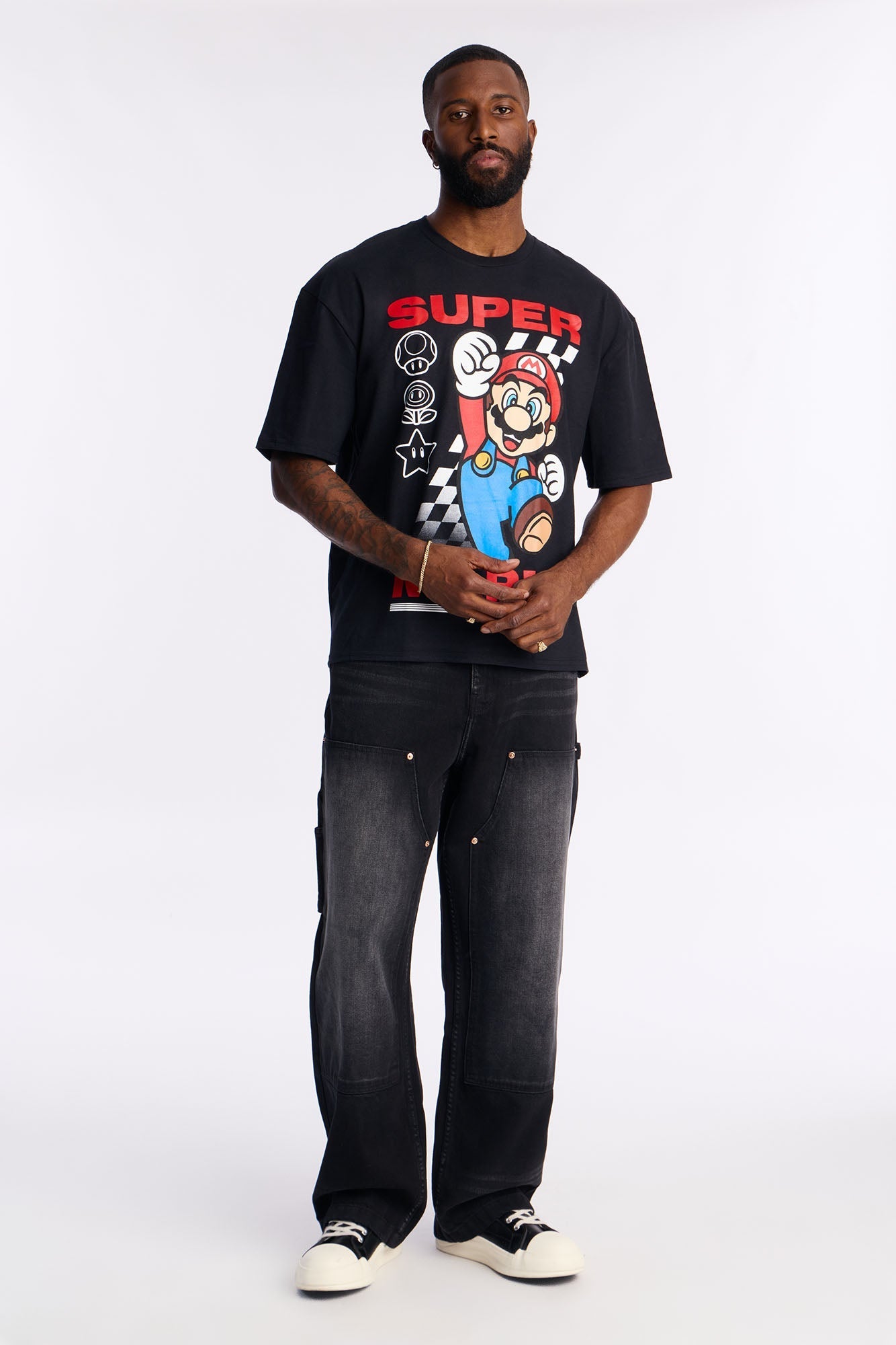 Super Mario Here We Go Boxy Short Sleeve Tee - Black Fashion Nova
