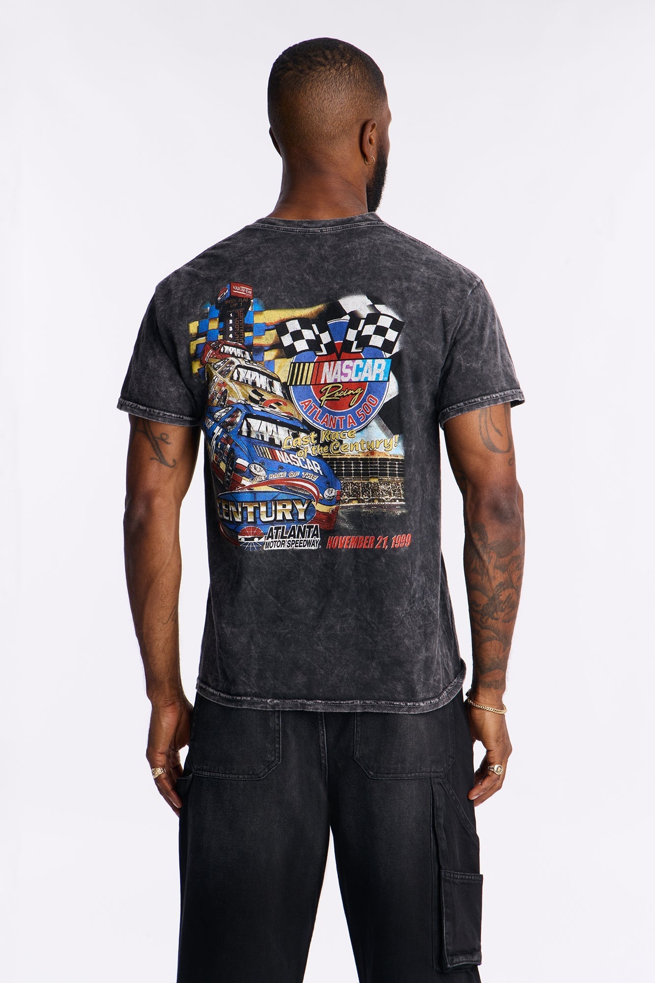 NASCAR Atlanta 500 Vintage Short Sleeve Tee - Black Wash Fashion Nova