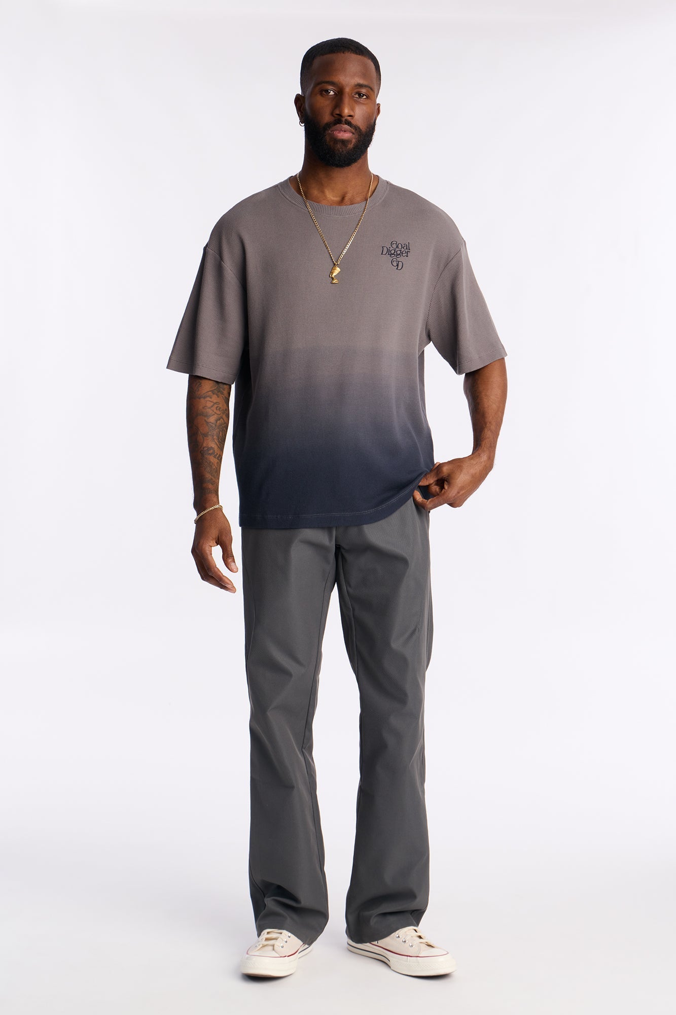 Stacked Slim Flare Thriving Pant - Grey Fashion Nova