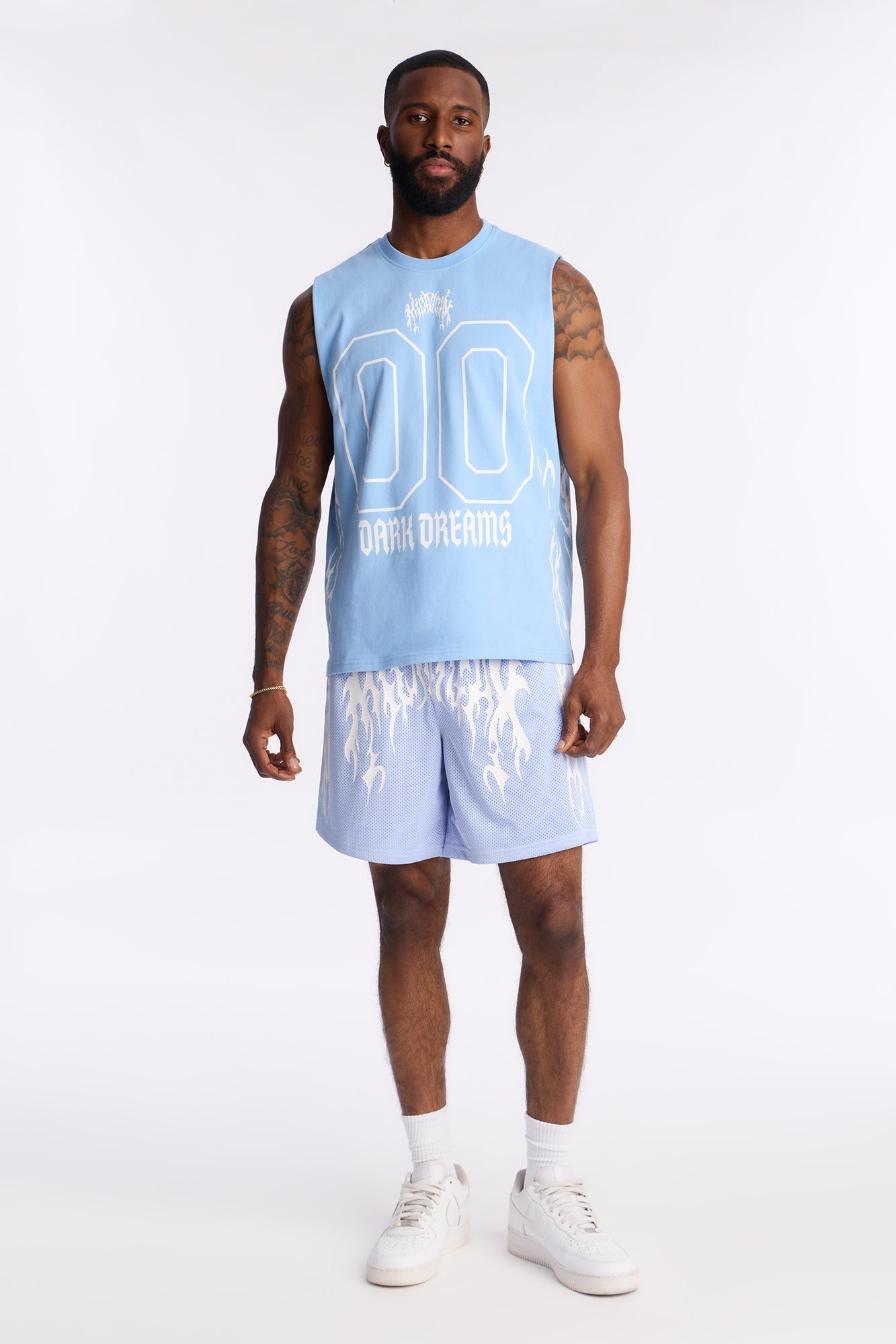 Midnight Anthem Graphic Muscle Tee - Blue/combo Fashion Nova