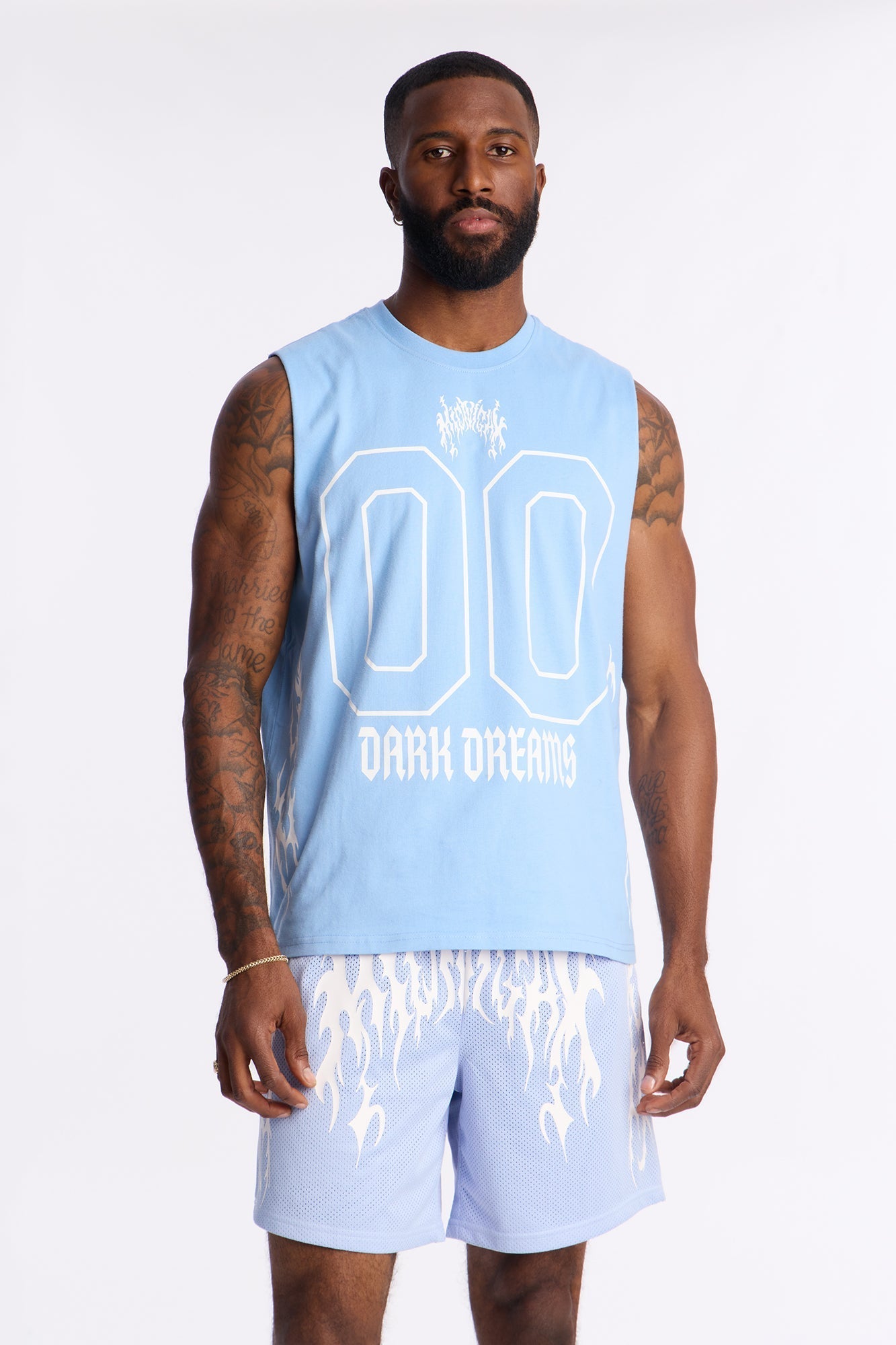 Midnight Anthem Graphic Muscle Tee - Blue/combo Fashion Nova