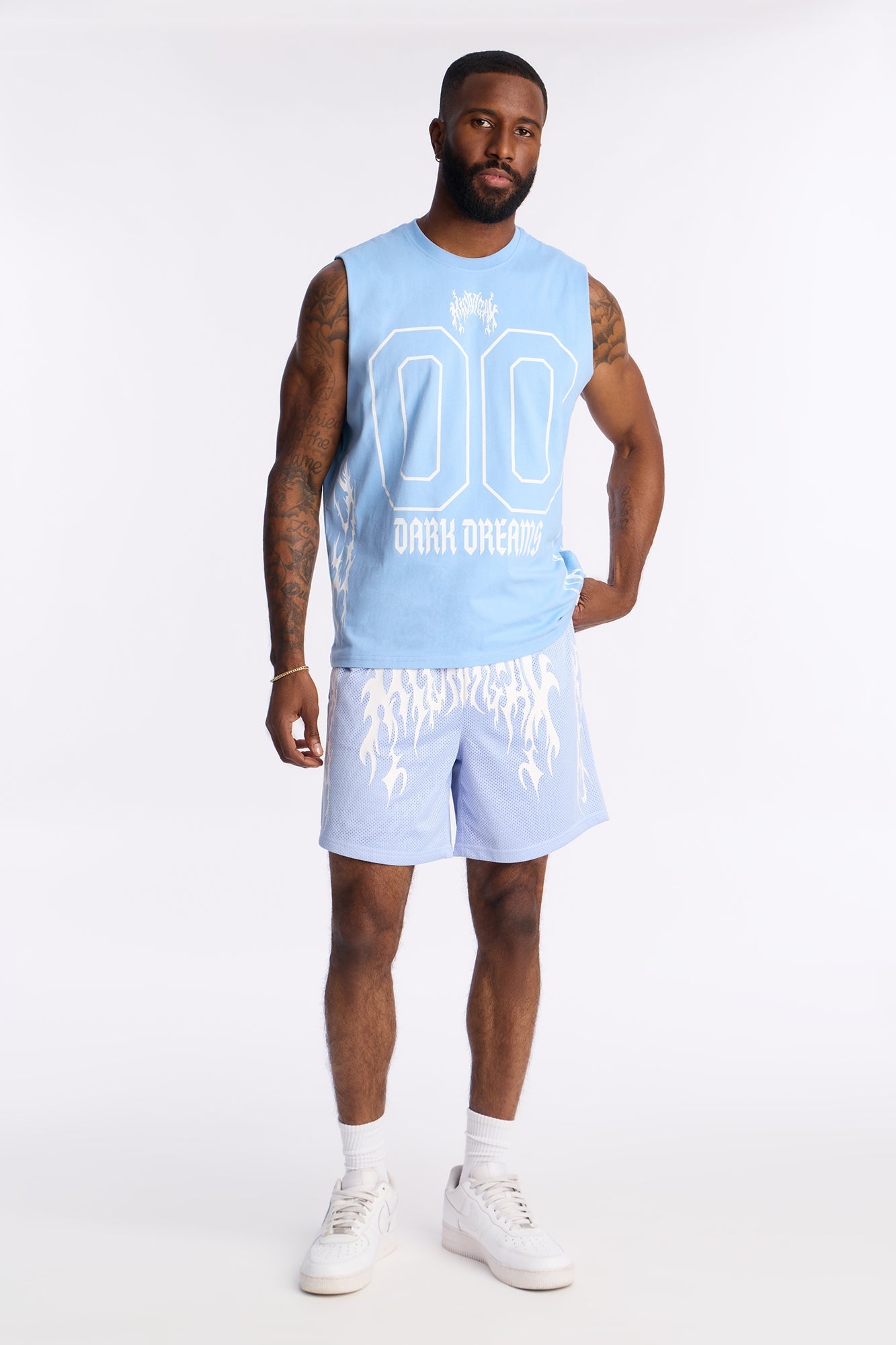 Midnight Anthem Graphic Mesh Short - Blue/combo Fashion Nova
