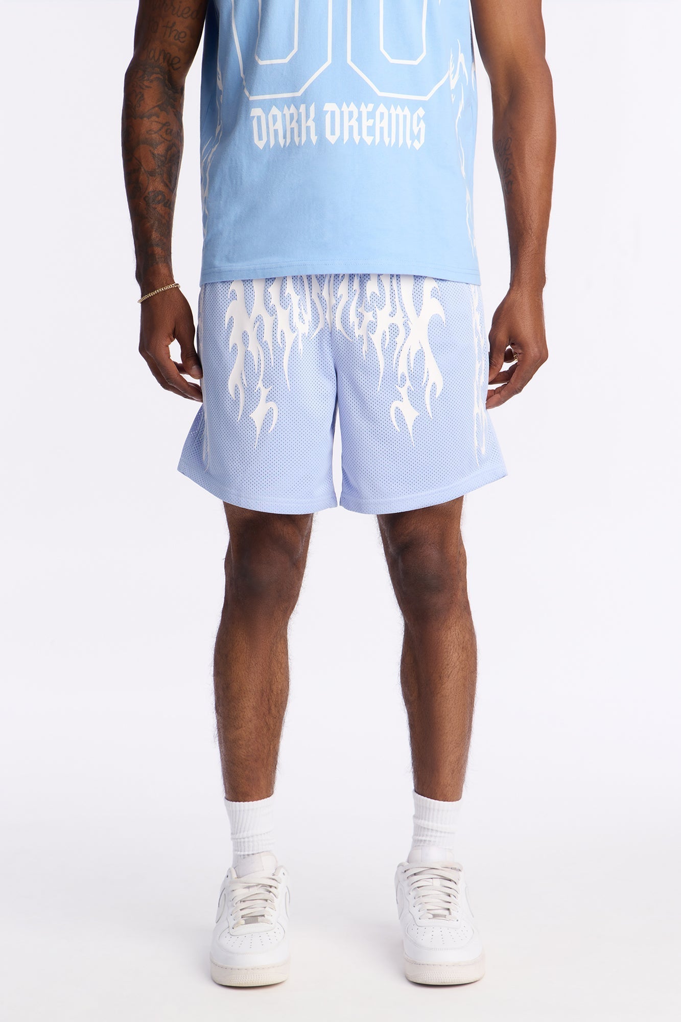 Midnight Anthem Graphic Mesh Short - Blue/combo Fashion Nova