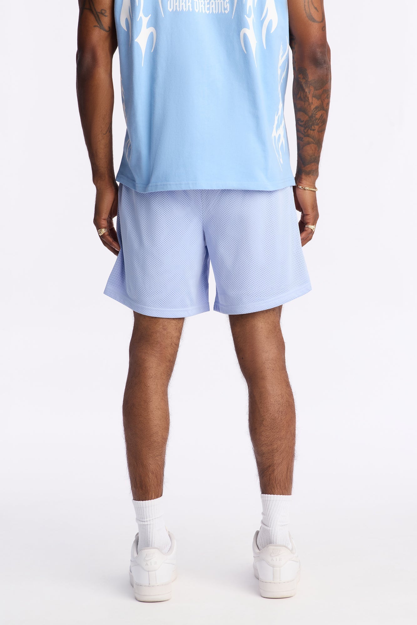 Midnight Anthem Graphic Mesh Short - Blue/combo Fashion Nova