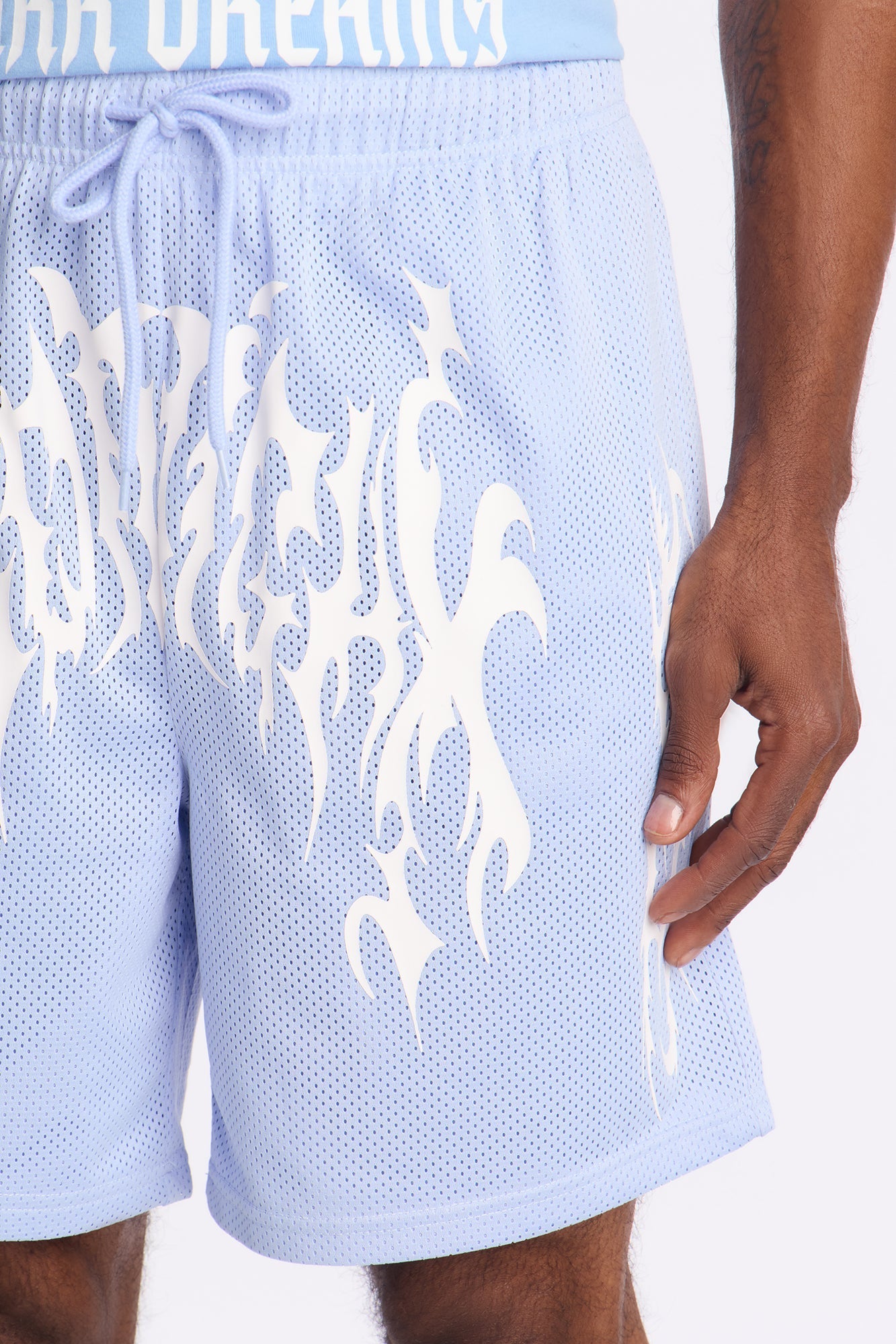 Midnight Anthem Graphic Mesh Short - Blue/combo Fashion Nova