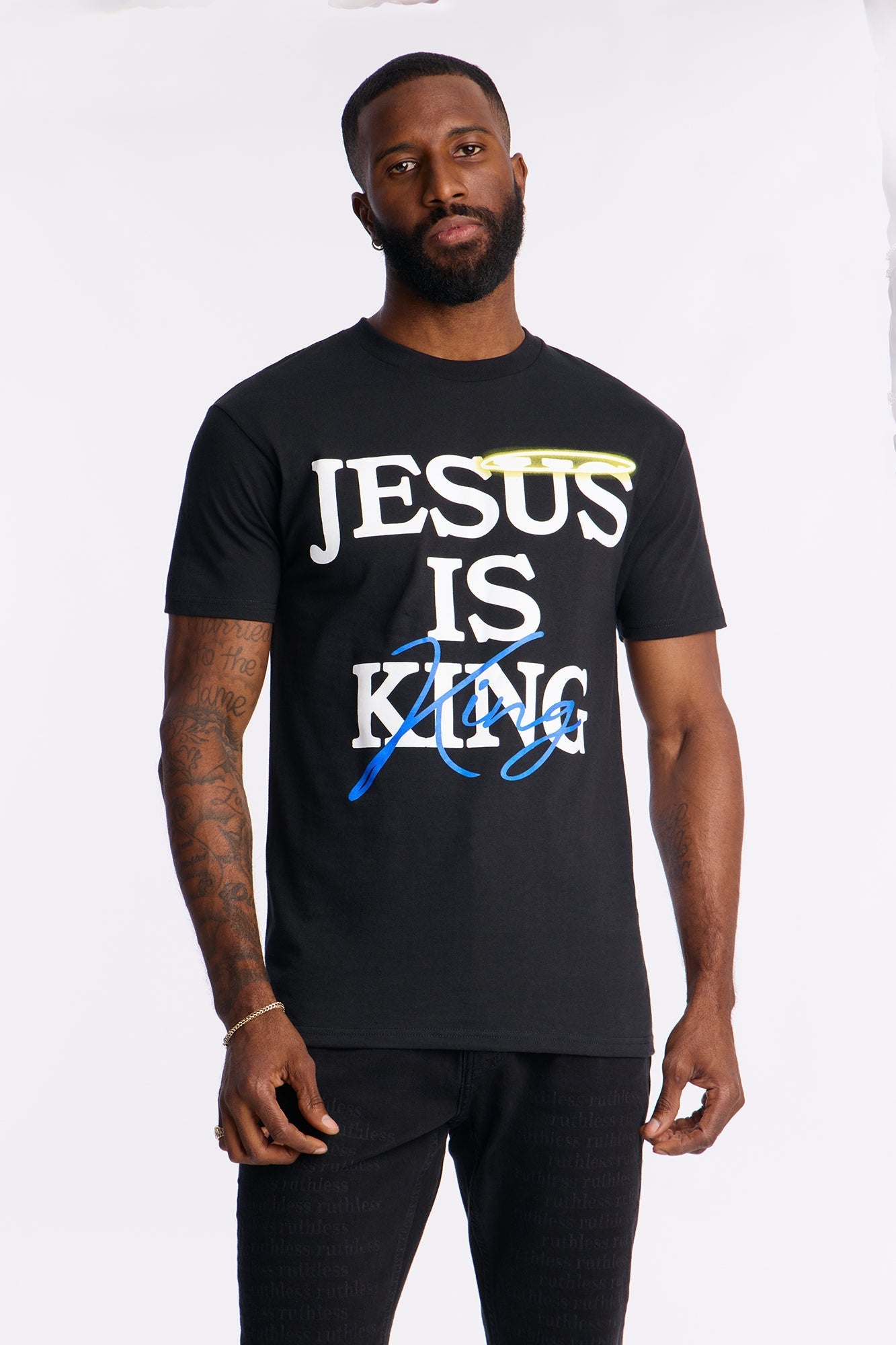 Jesus Is King Amen Short Sleeve Tee - Black Fashion Nova