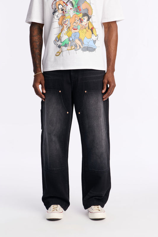 Baggy Double Knee Jean - Black Wash Fashion Nova